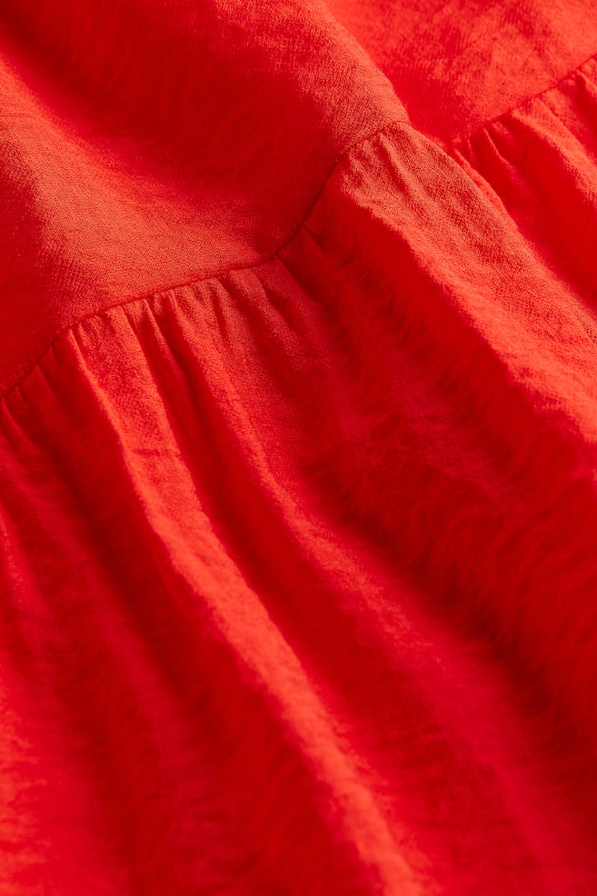 Oversized off-the-shoulder dress - Bright red/Black/Patterned - 6