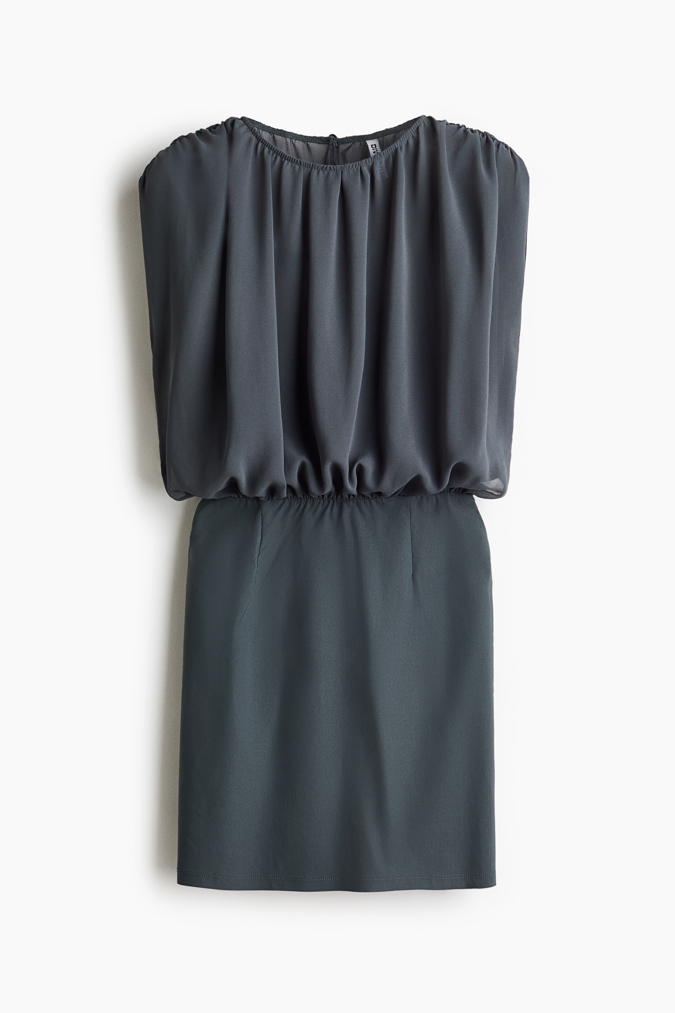 Dual-fabric draped dress - Dark grey