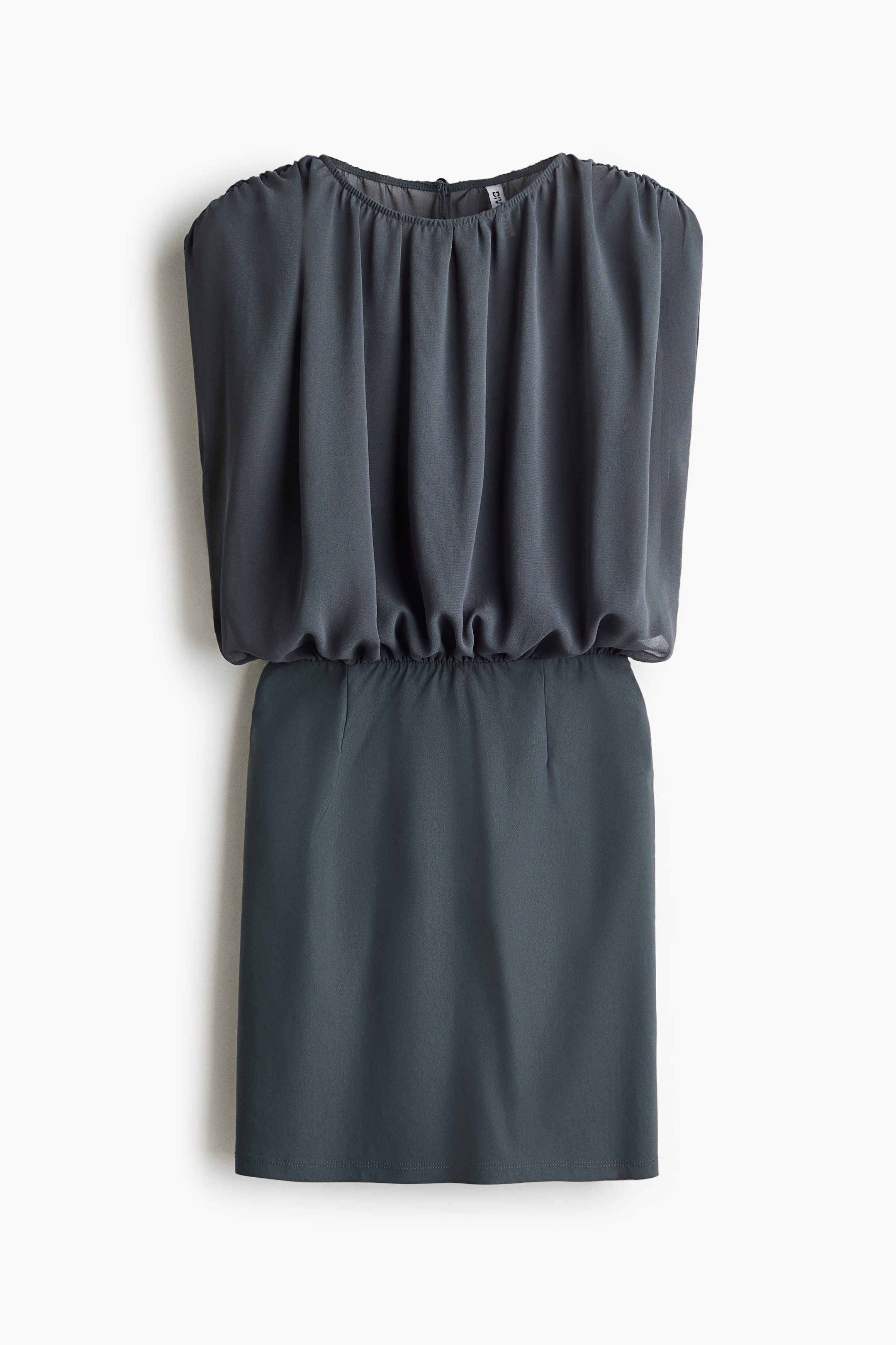 Dual-Fabric Draped Dress