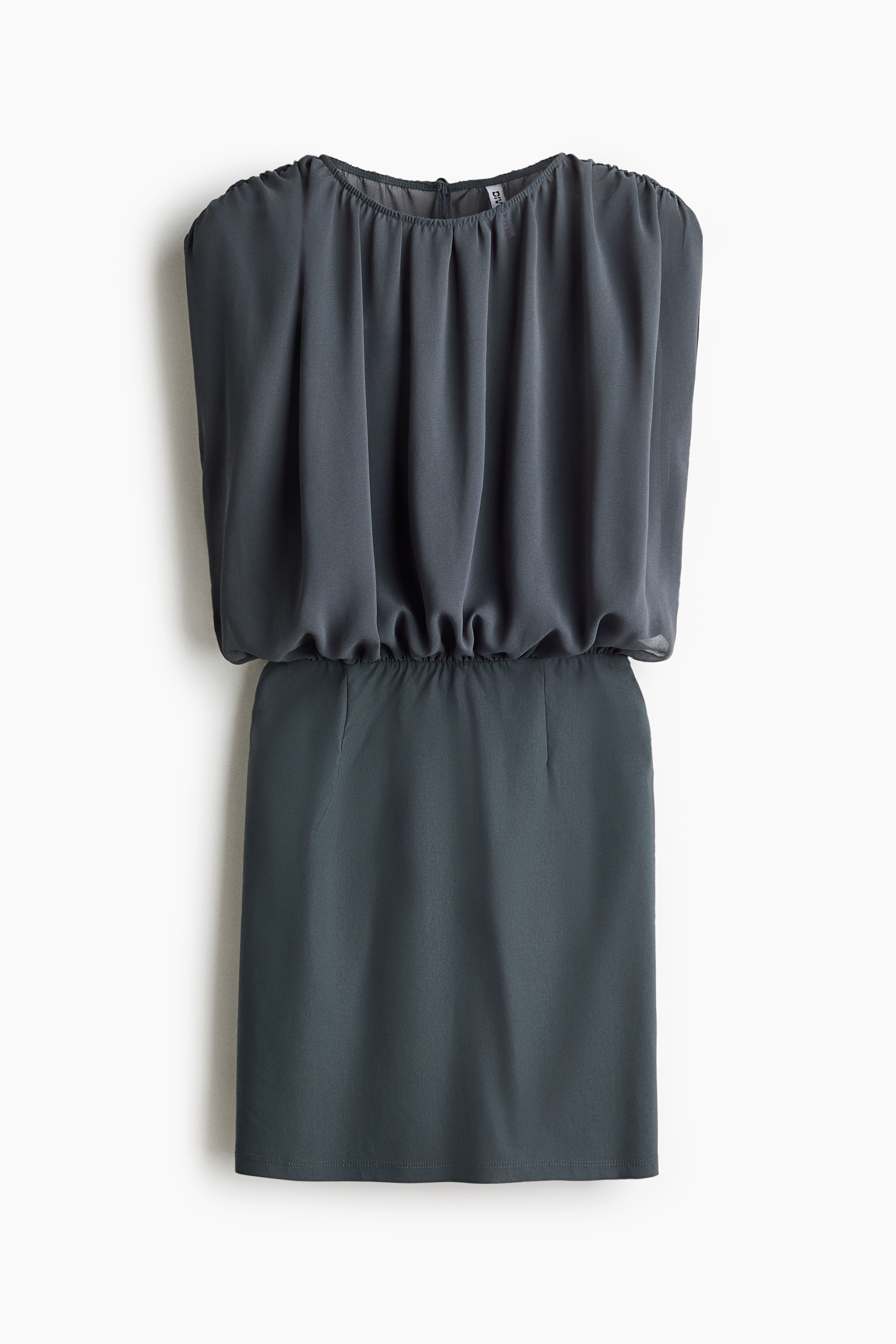 Dual-Fabric Draped Dress