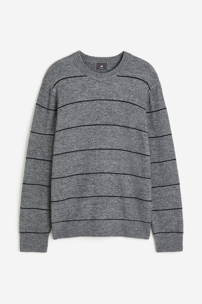 Regular Fit Fine-knit jumper - Grey marl/Striped/Dark blue/Striped/Beige marl/Dark blue - 2