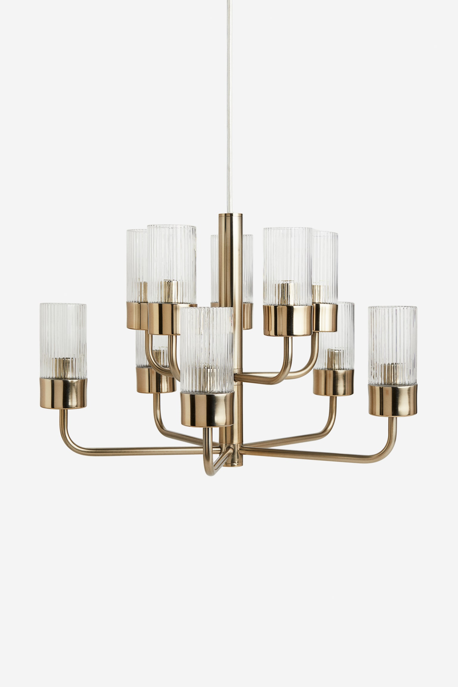 Ten-branch chandelier - Gold-coloured - 1