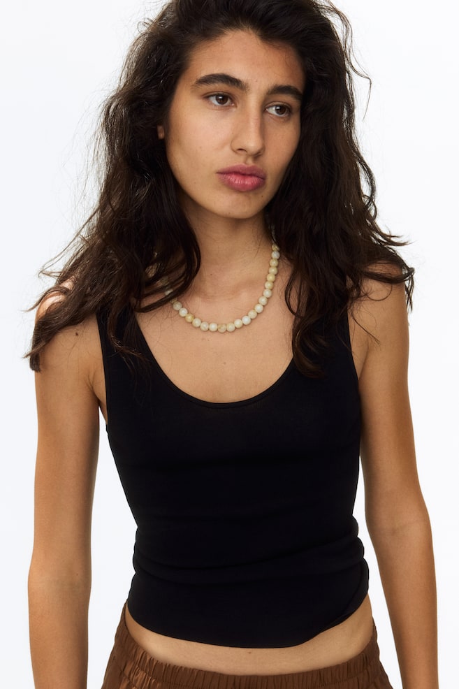 Knit Tank Top - Black/White/Light peach/Light dusty turquoise/Dark brown/Lime green/Dark pink/Light yellow - 2
