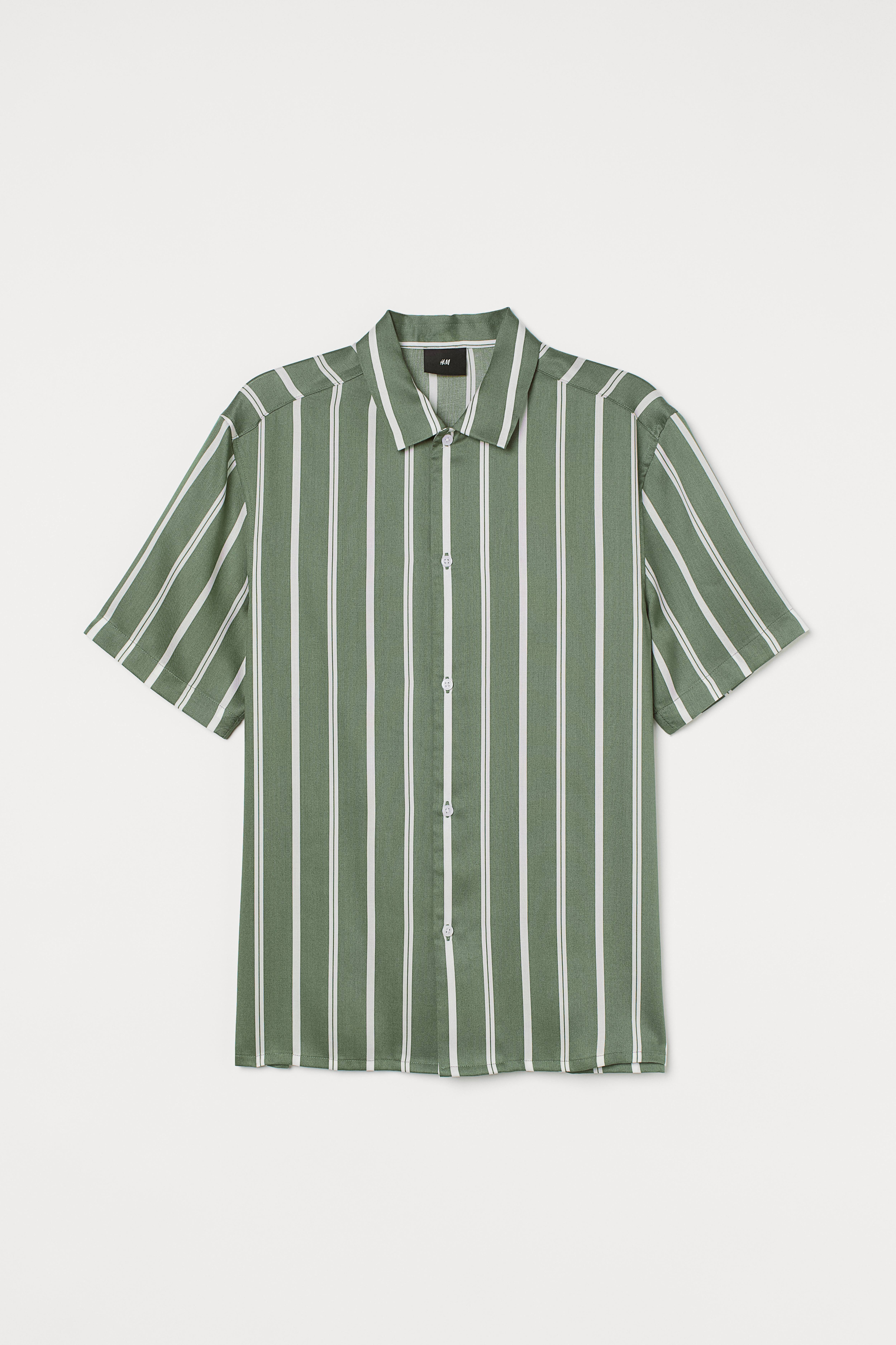 H&m green striped shirt hotsell