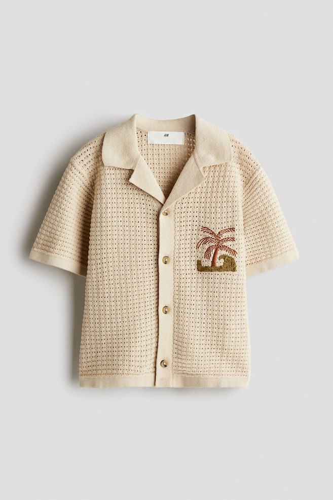 Knit Resort Shirt - Beige/palm tree - 1
