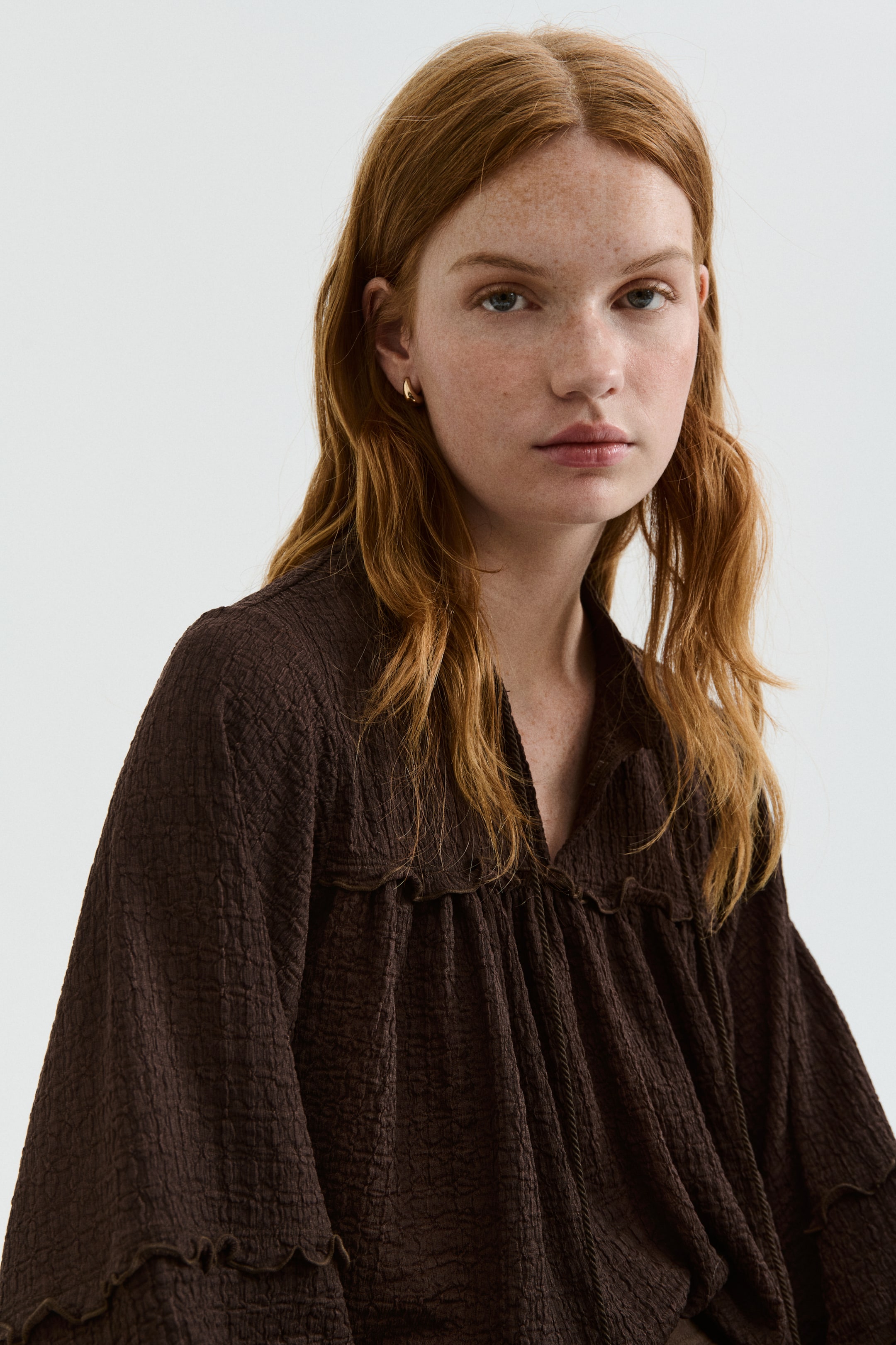 View larger image: Crinkled Jersey Blouse - Dark brown - Ladies | H&M PH 2