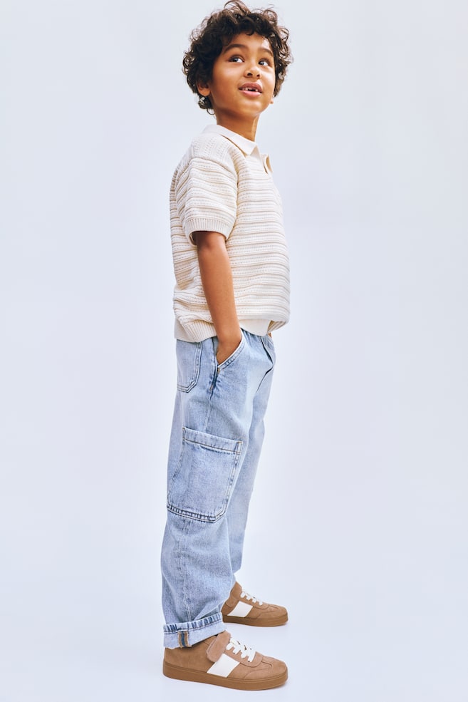 Denim cargo joggers-Pale denim blue - 6