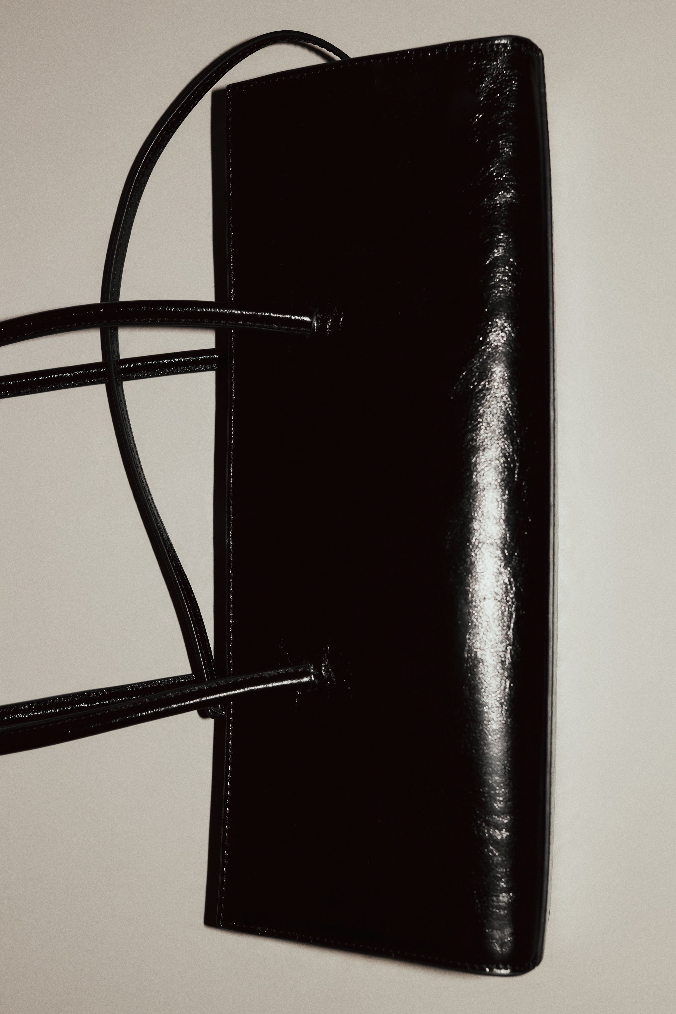 真皮單肩包 - 黑色