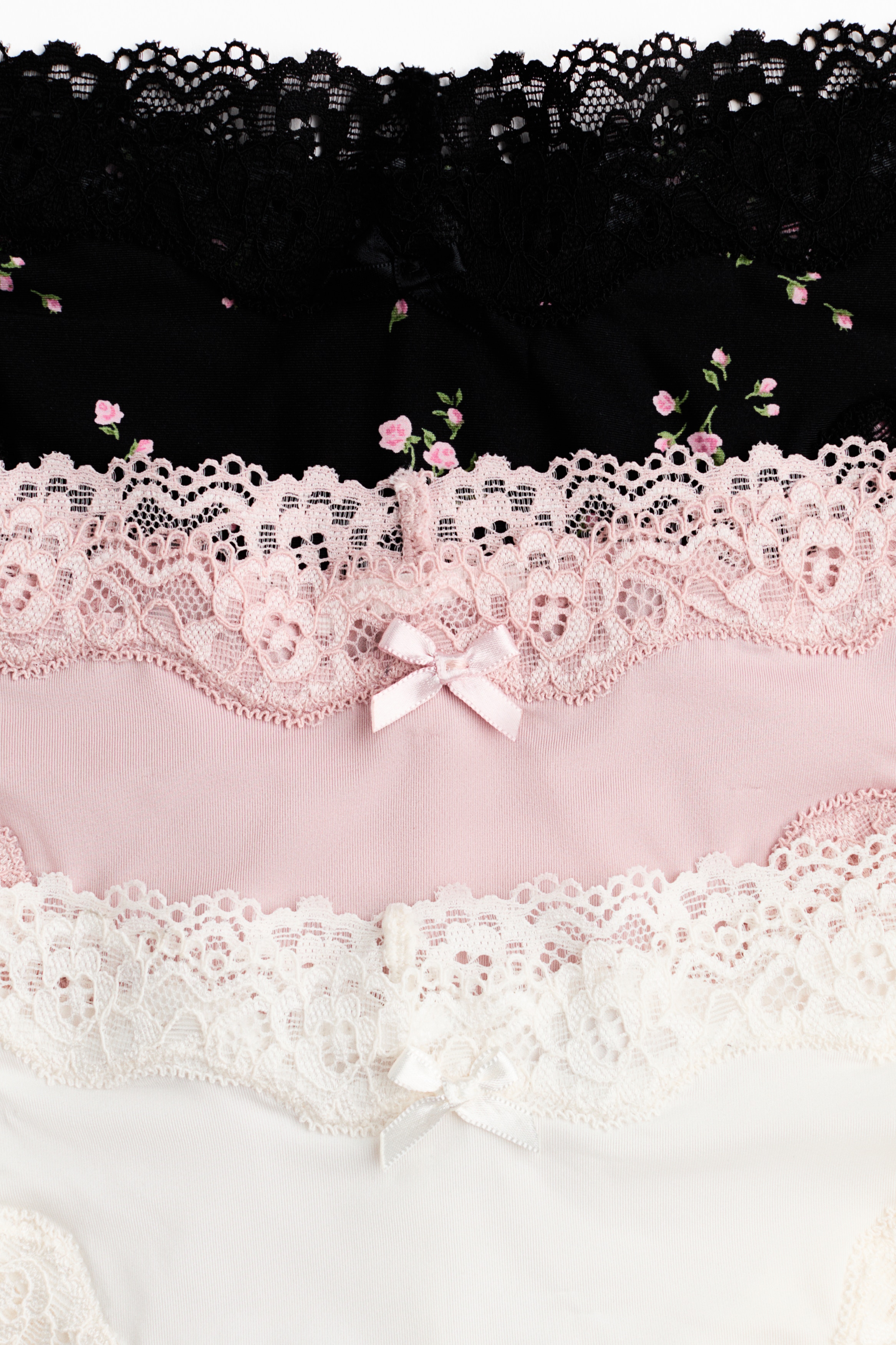 5-pack microfibre and lace Brazilian briefs