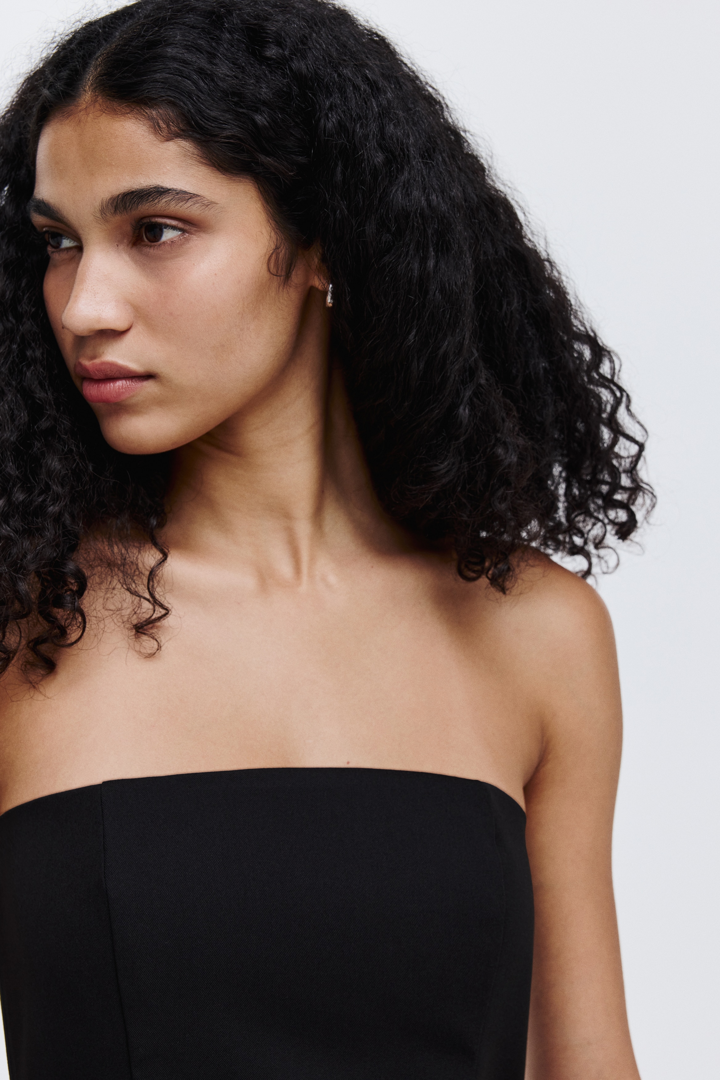 hm pleated bandeau dress Women's Black Pleated Bandeau Dress
