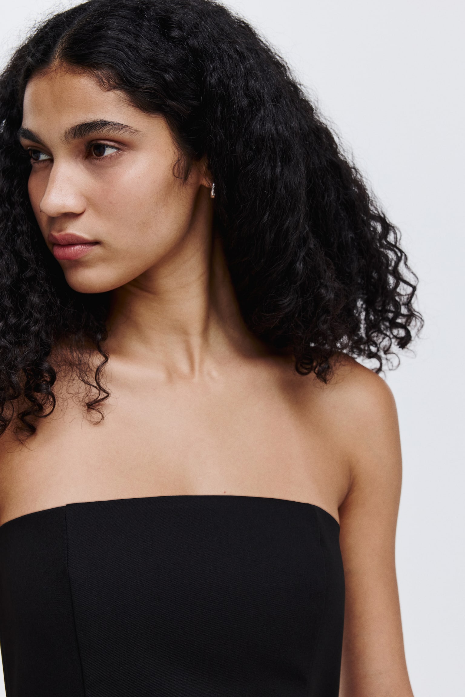 Pleated bandeau dress - Black - 5