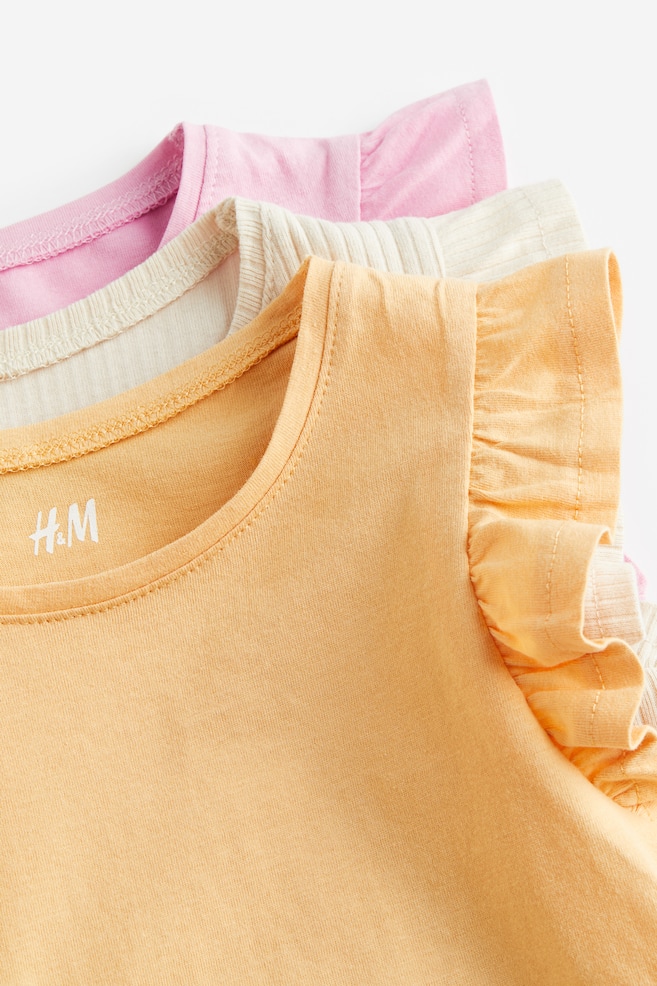 3-pack flutter-sleeved tops - Light pink/Light orange/Dusty pink/Navy blue/Striped - 2