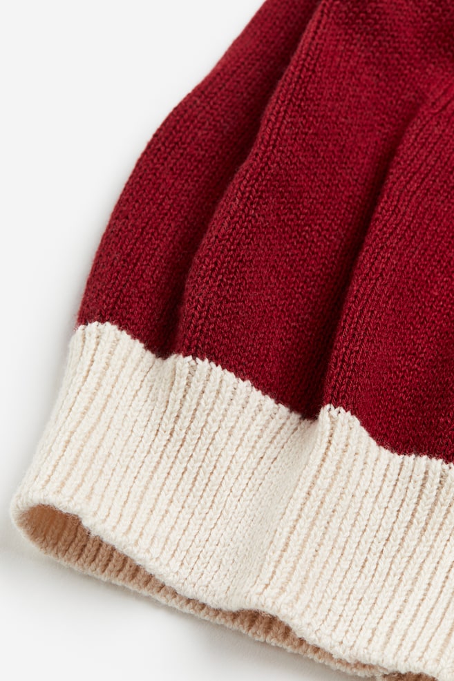 Knitted santa hat - Dark red/Dark grey marl - 2