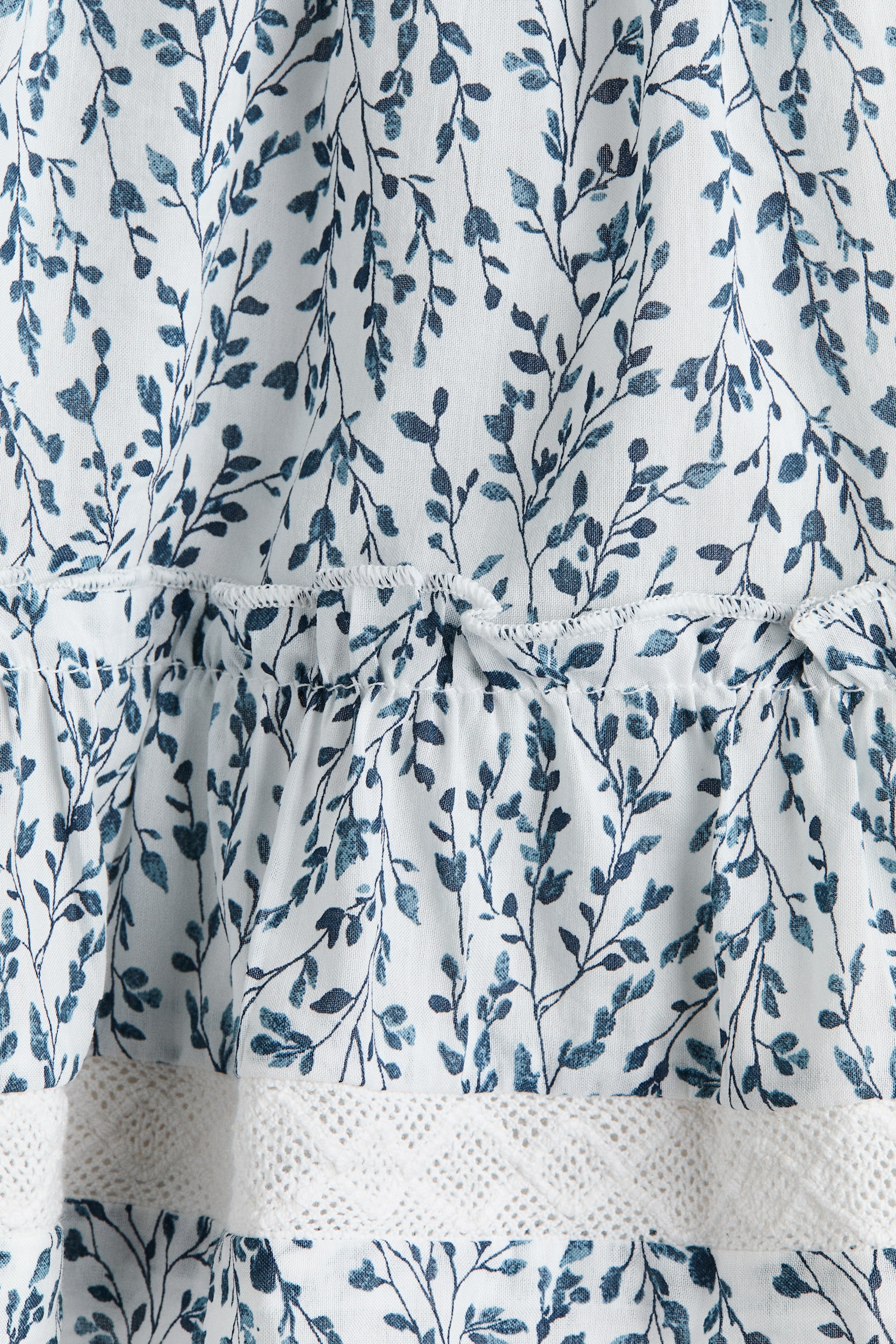 Tiered viscose-blend skirt - Blue/Floral/Black - 4