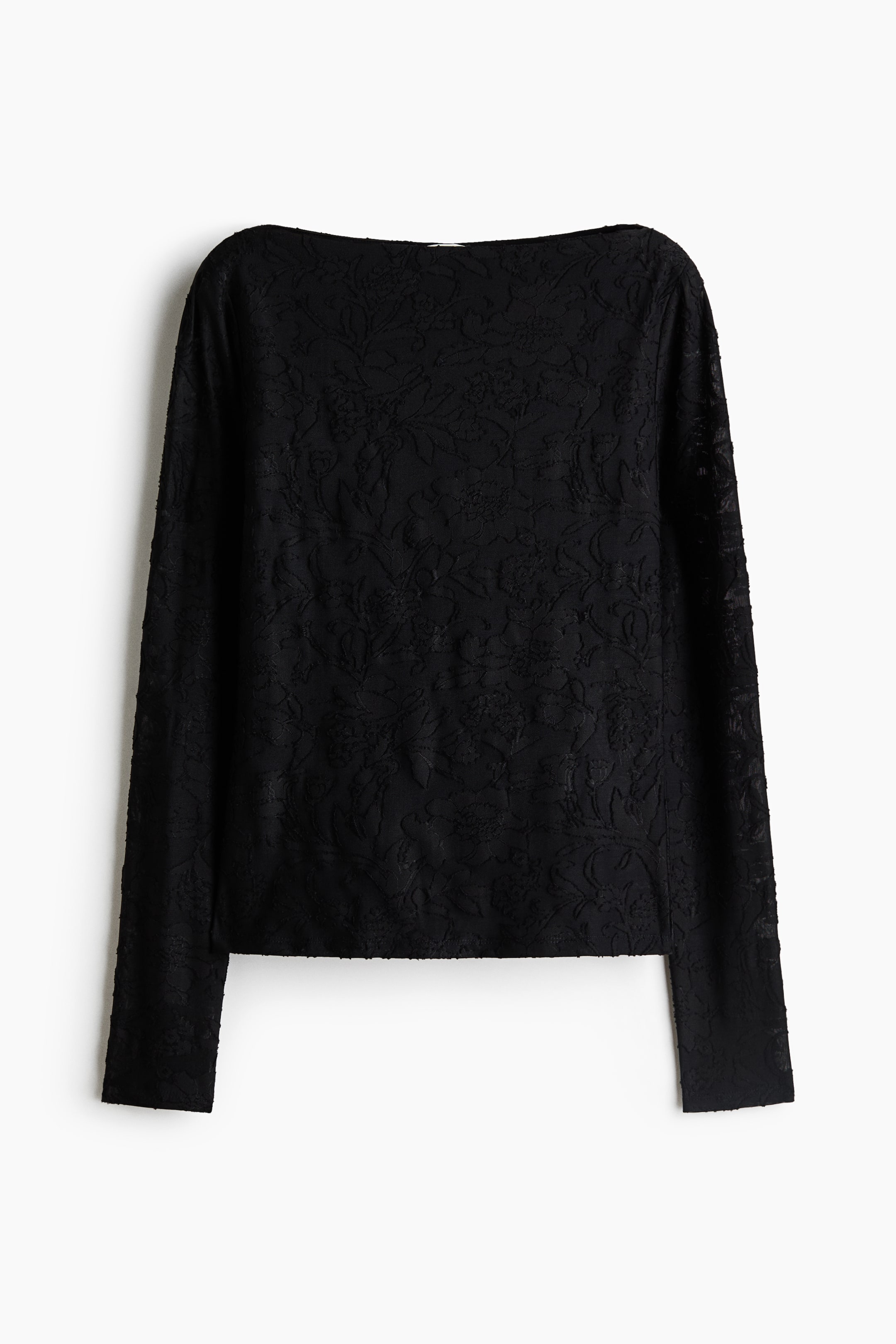 View larger image: Long-sleeved boat-neck top - Black - Ladies | H&M 1
