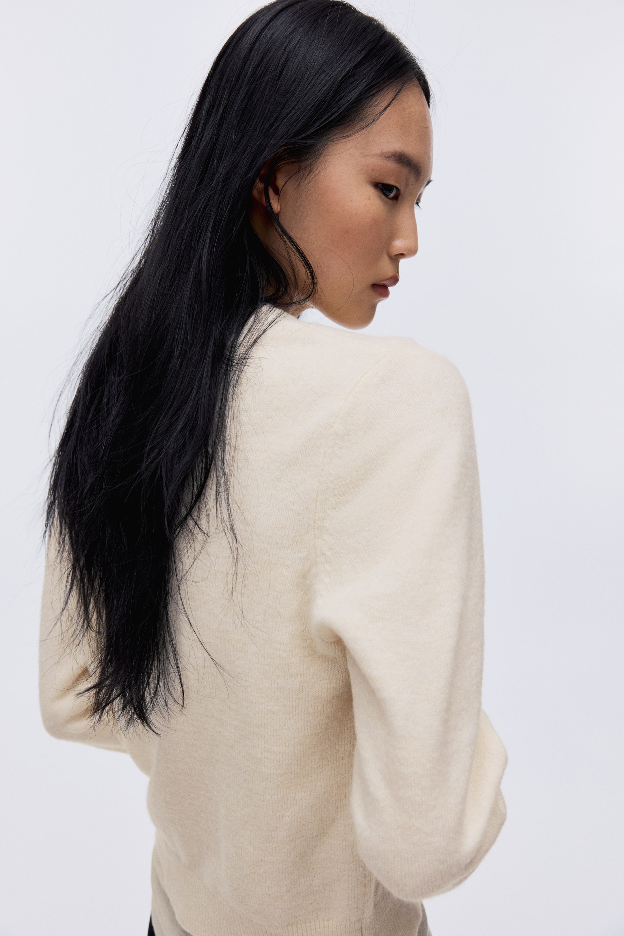 View larger image: Frill-trimmed cardigan - Cream - Ladies | H&M 3