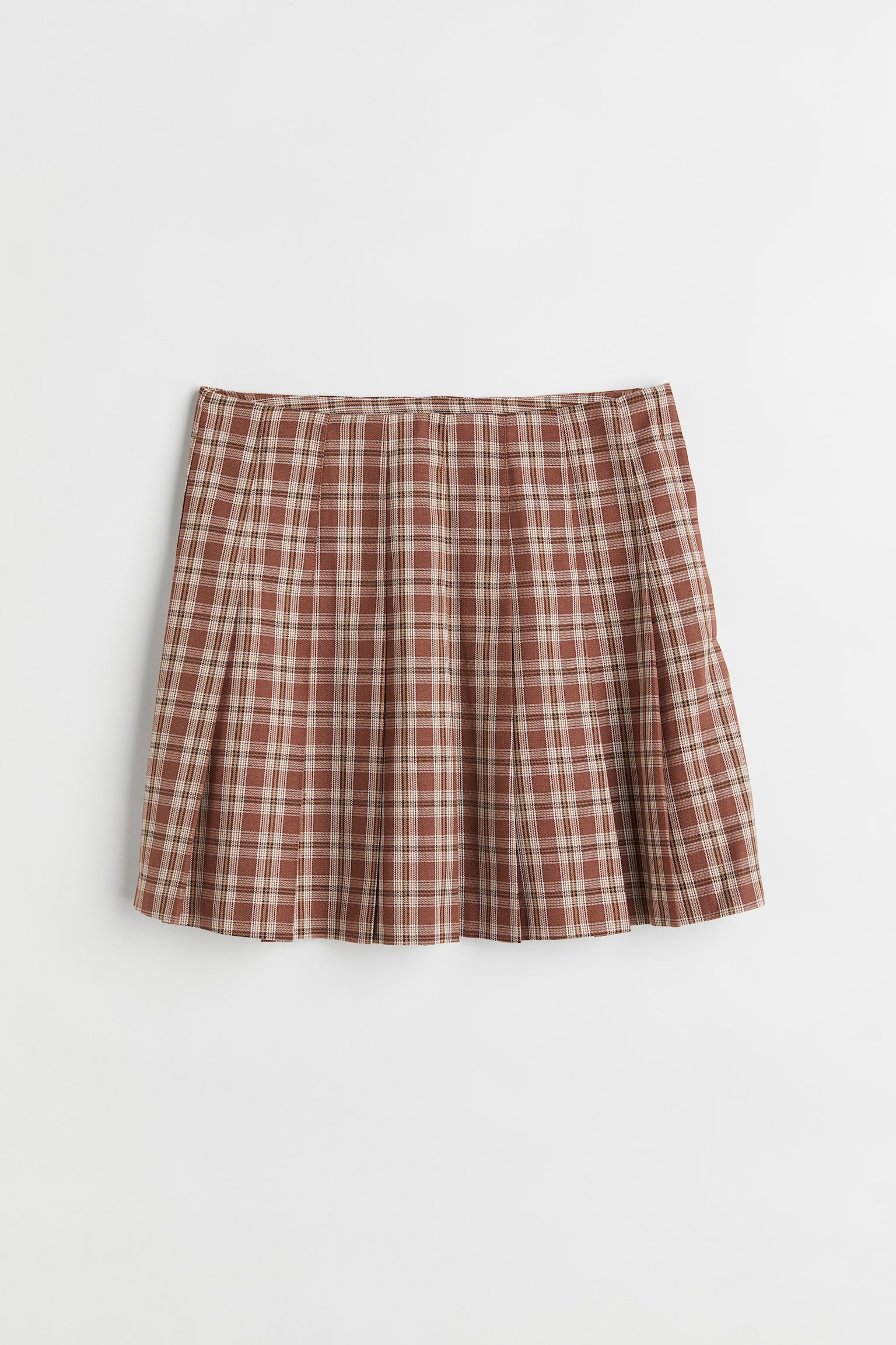 Pleated Skirt - Brown/Check - 1