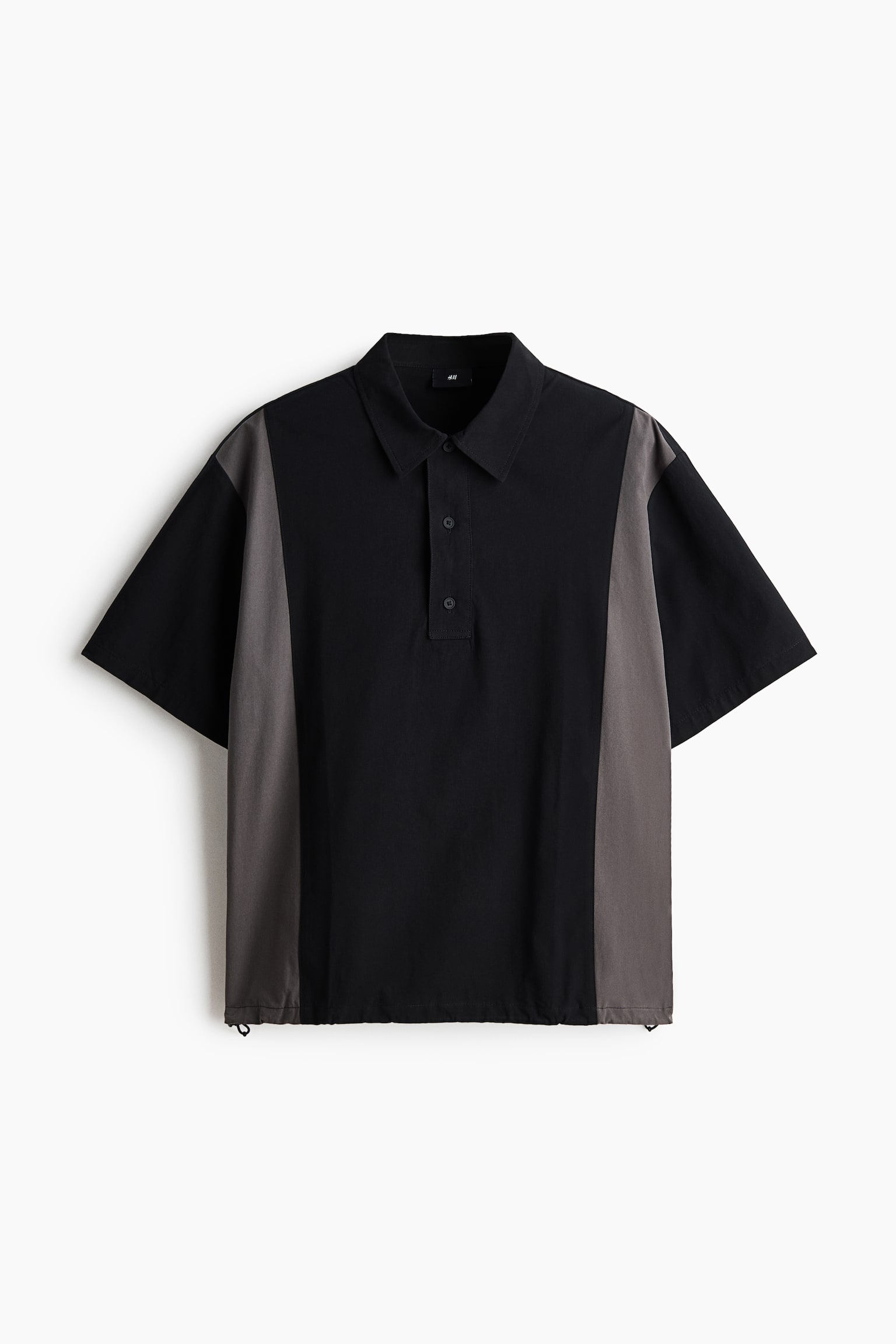 Loose-Fit Pullover Shirt - Black/color block/Beige/color block - 1