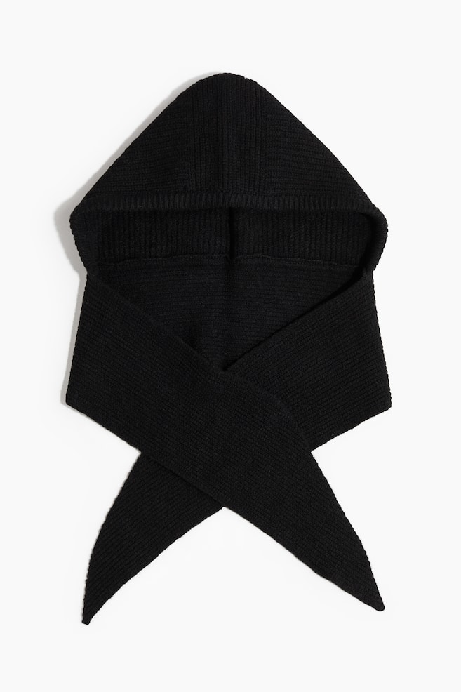 Bufanda con capucha - Negro/Beige claro jaspeado - 1
