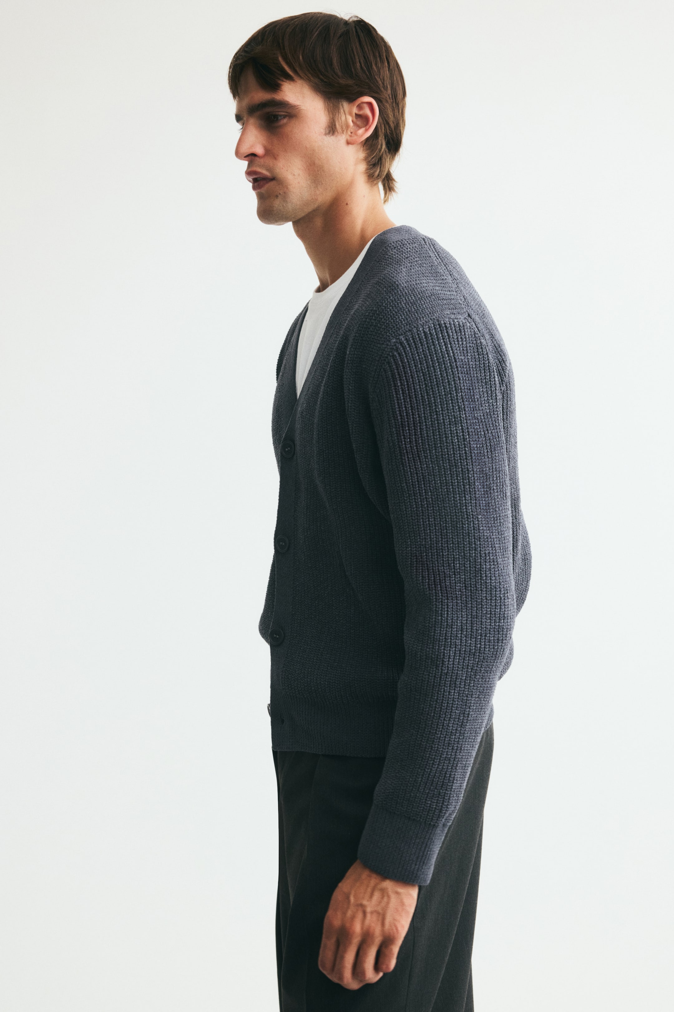 Relaxed Fit Patent-knit chenille cardigan