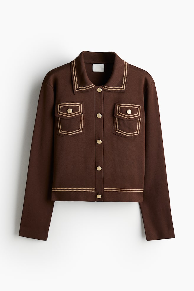 Cardigan con colletto - Marrone - 1