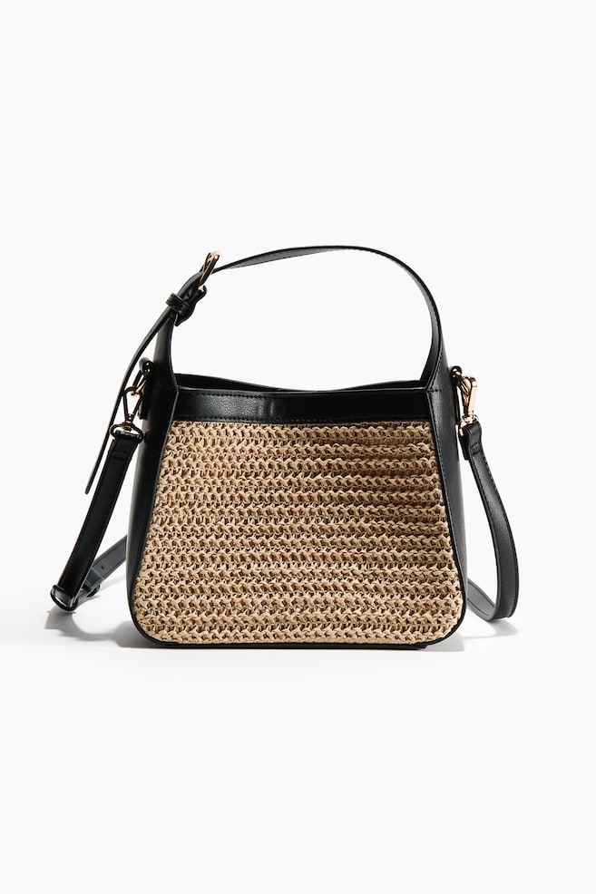 Sac crossbody avec détails en paille - Beige/noir - 1