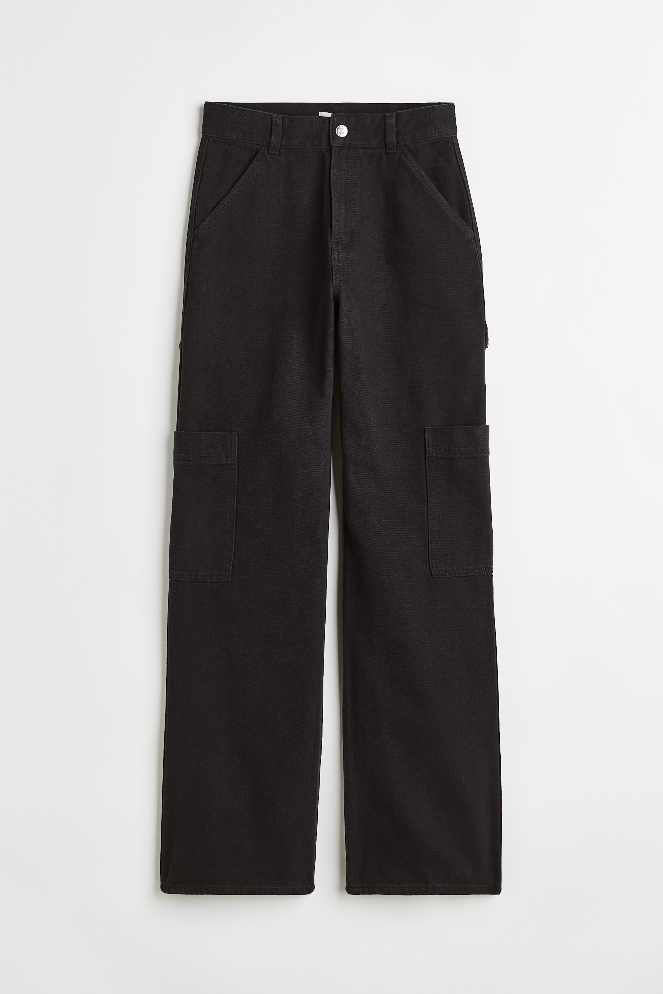 Wide-leg Cargo Pants - High waist - Long - Black - Ladies | H&M US