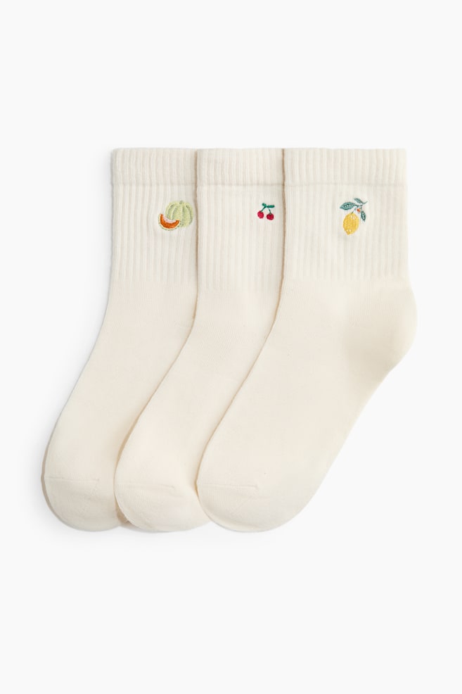Set de 3 perechi de șosete - Crem/fructe - 1