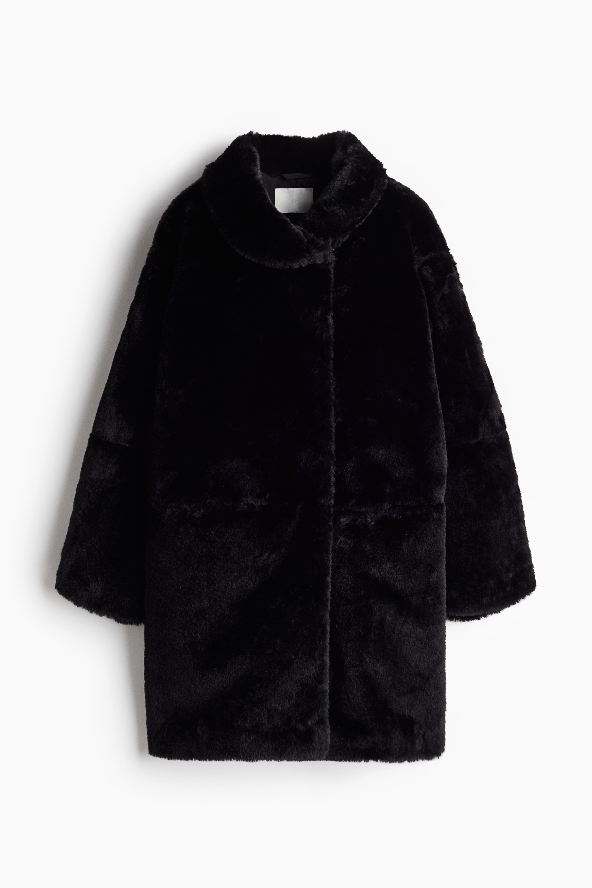 Ladies - Black Fluffy coat - Size: XS  - H&M