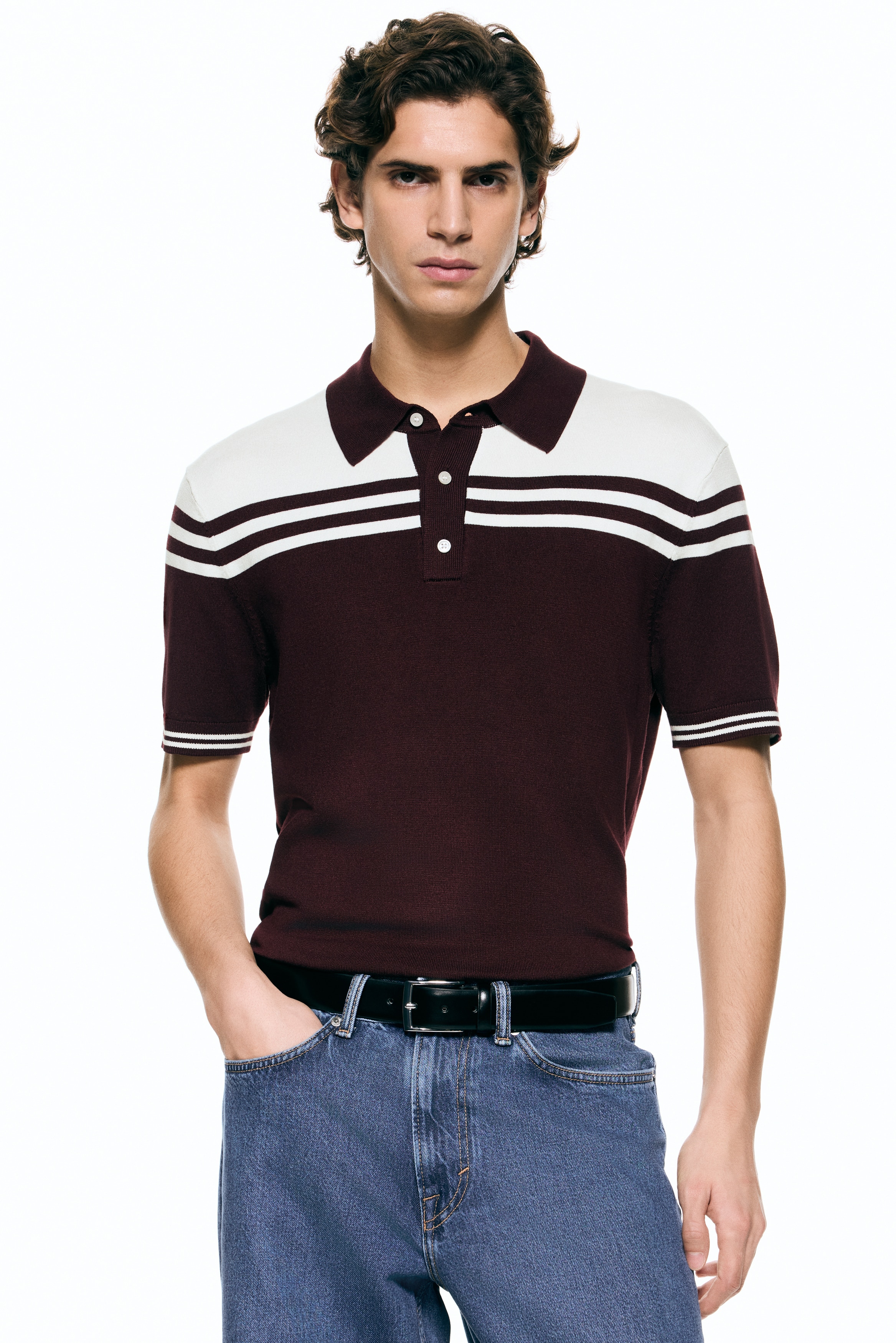 Polo majica Regular Fit - Bordo/Tamnoplava