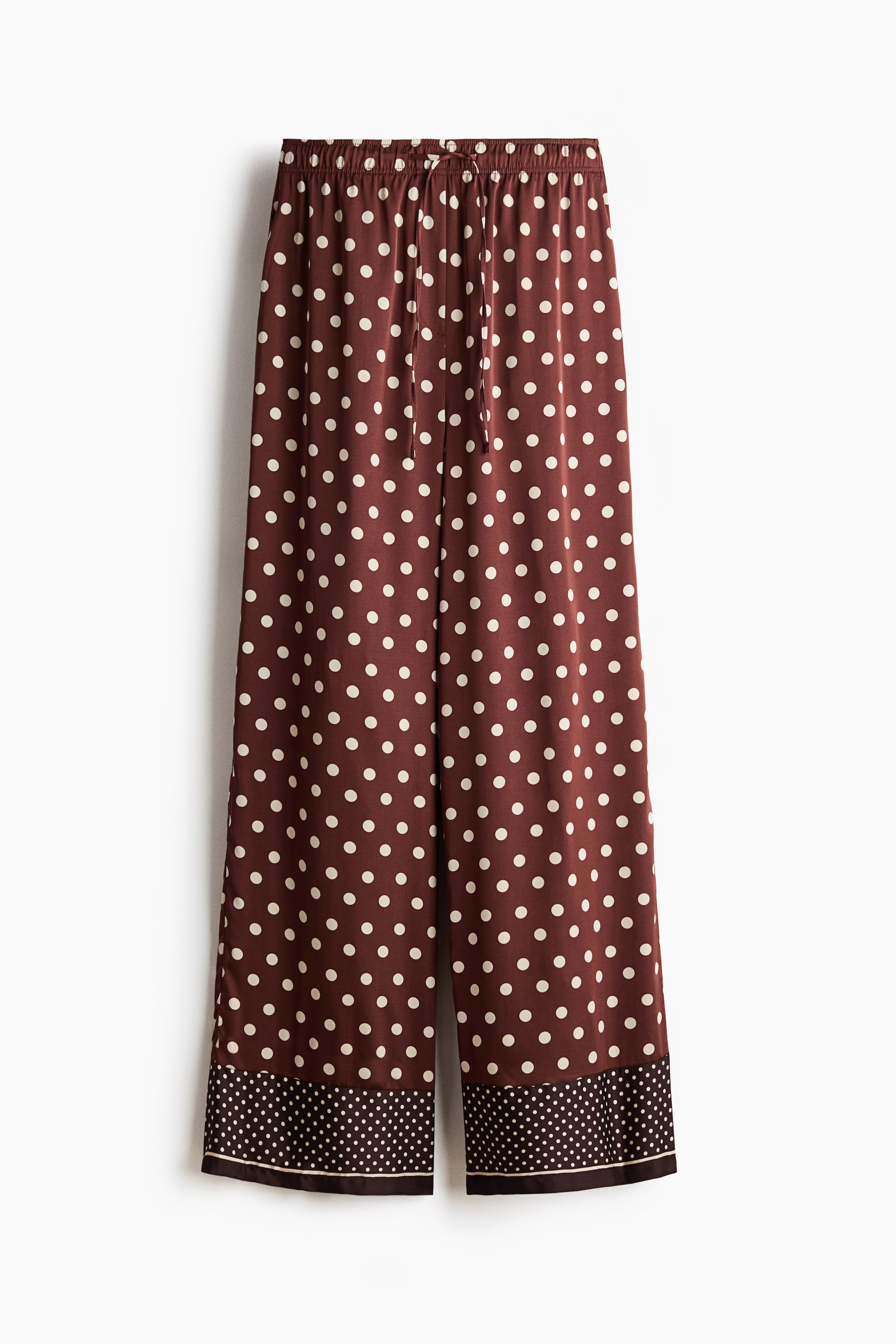 View larger image: Wide drawstring trousers - Dark rust brown/Polka dot - Ladies | H&M 1