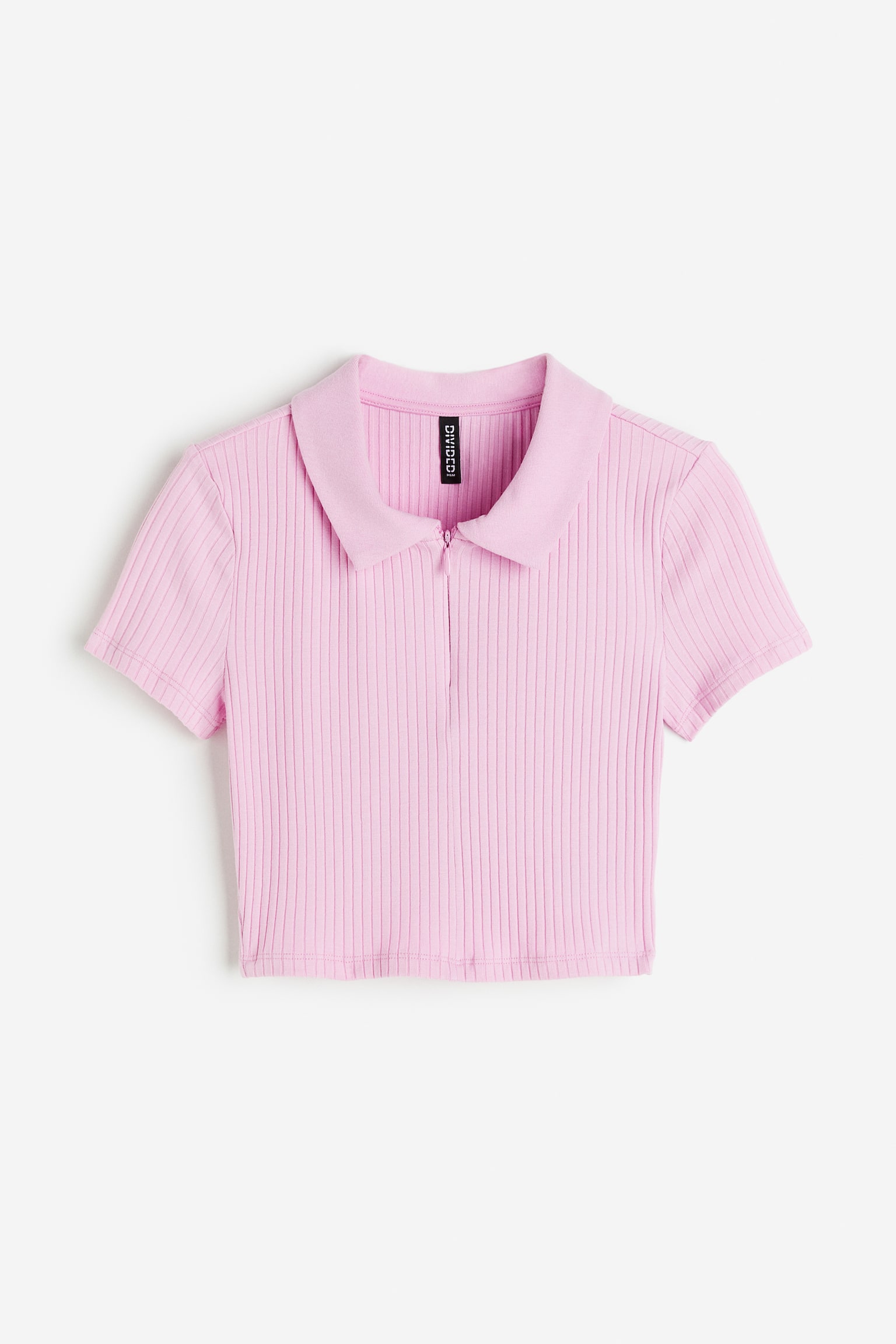 Half Zip Cropped Top - Light pink/Black/White/Orange/Dark grey/Khaki green/Dark greige