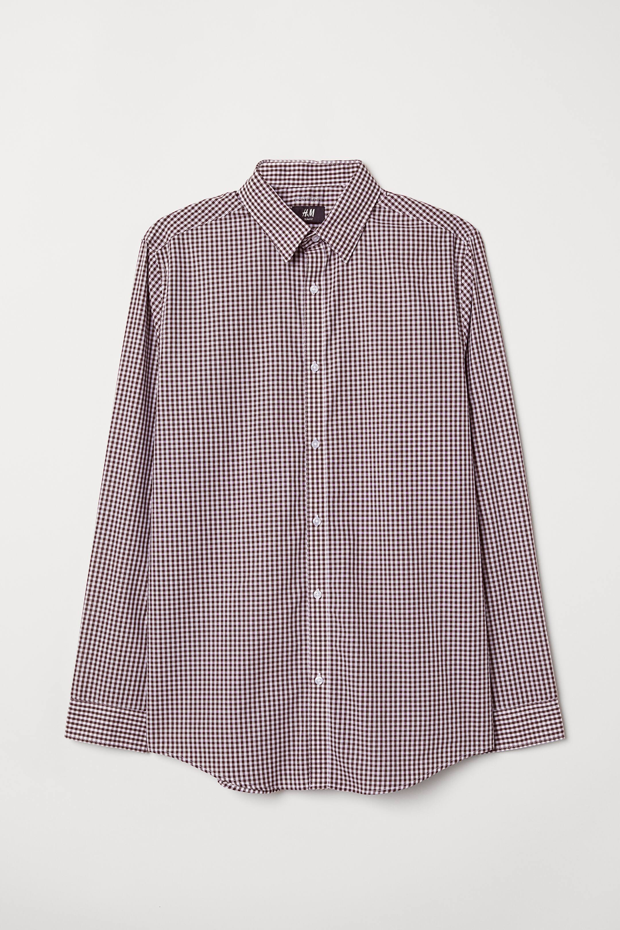 View larger image: Easy-iron shirt Slim fit - Plum/White checked - Men | H&M 1