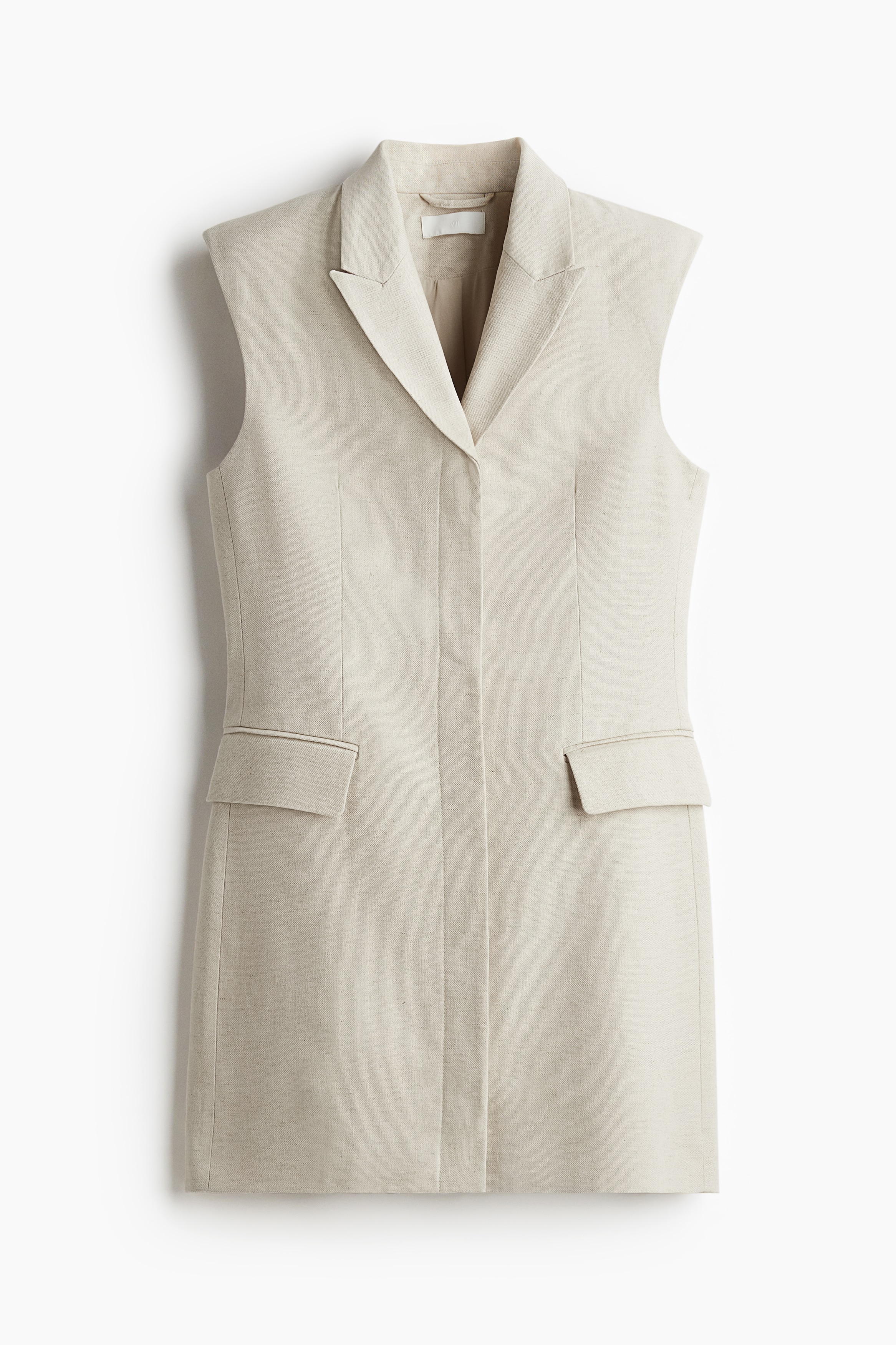 Vestido blazer en mezcla de lino - Beige claro