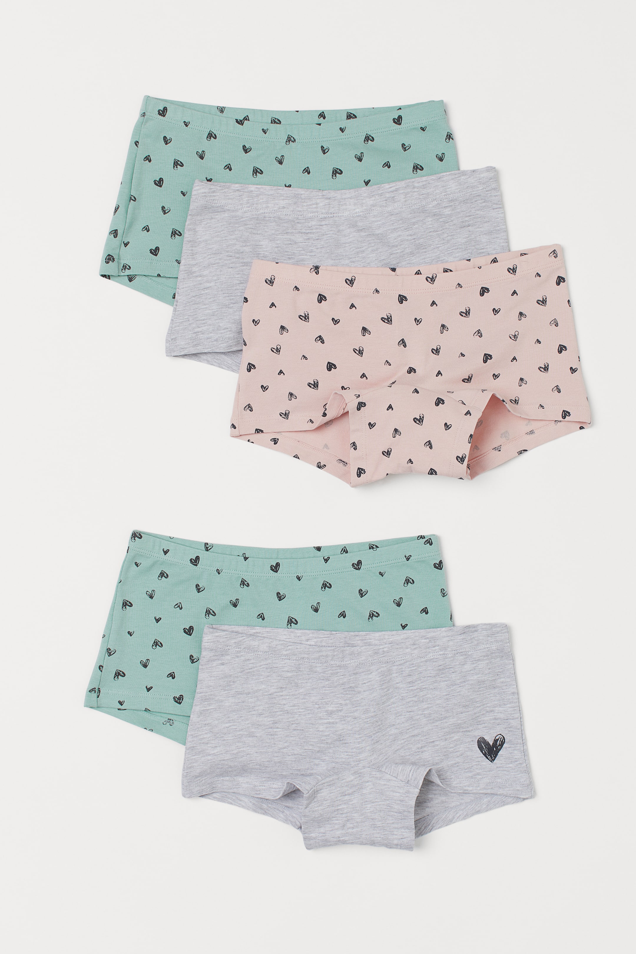 View larger image: 5-pack cotton boxer briefs - Light grey marl/Hearts - Kids | H&M IE 1