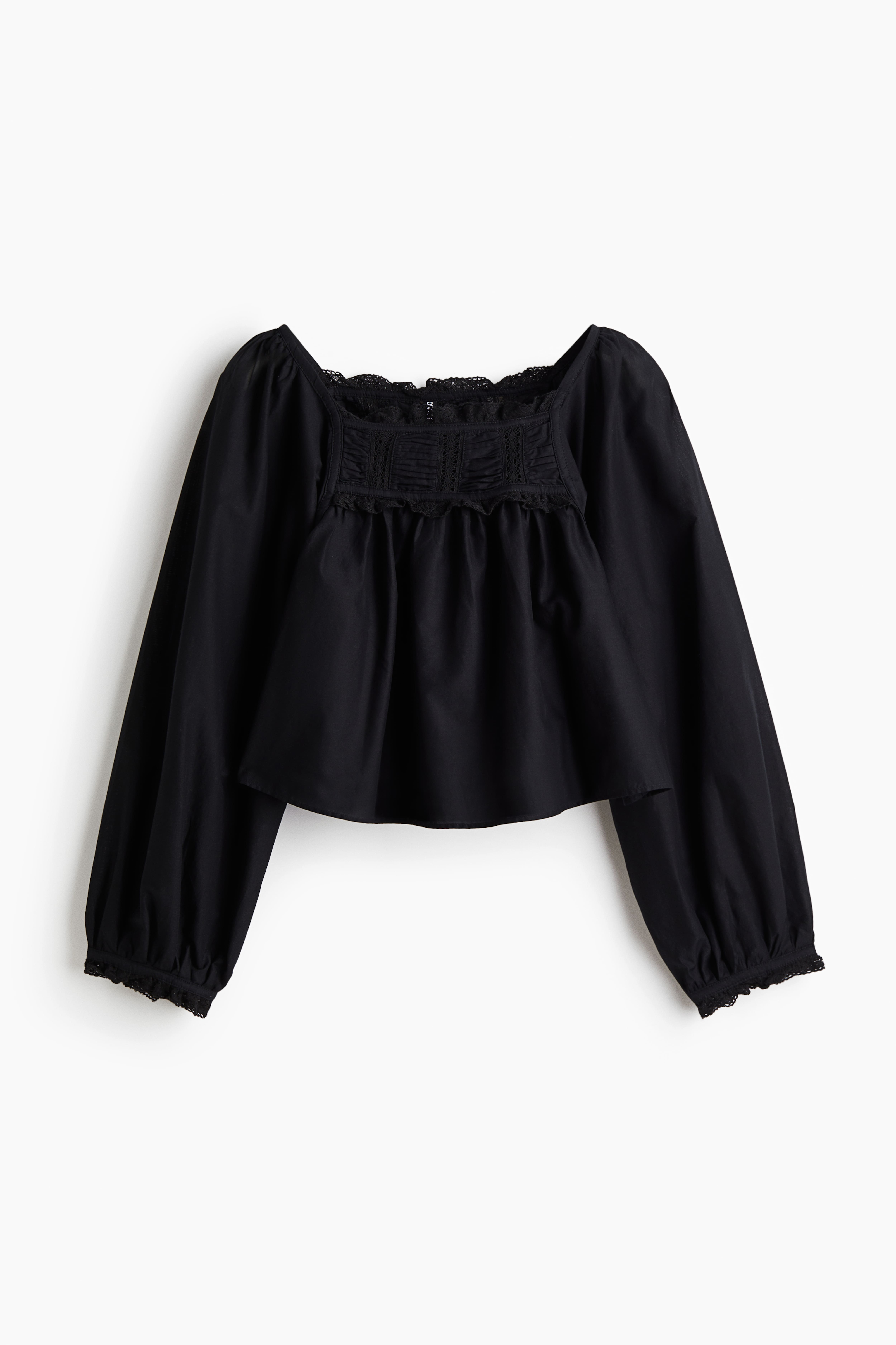Lace-Trimmed Cotton Blouse