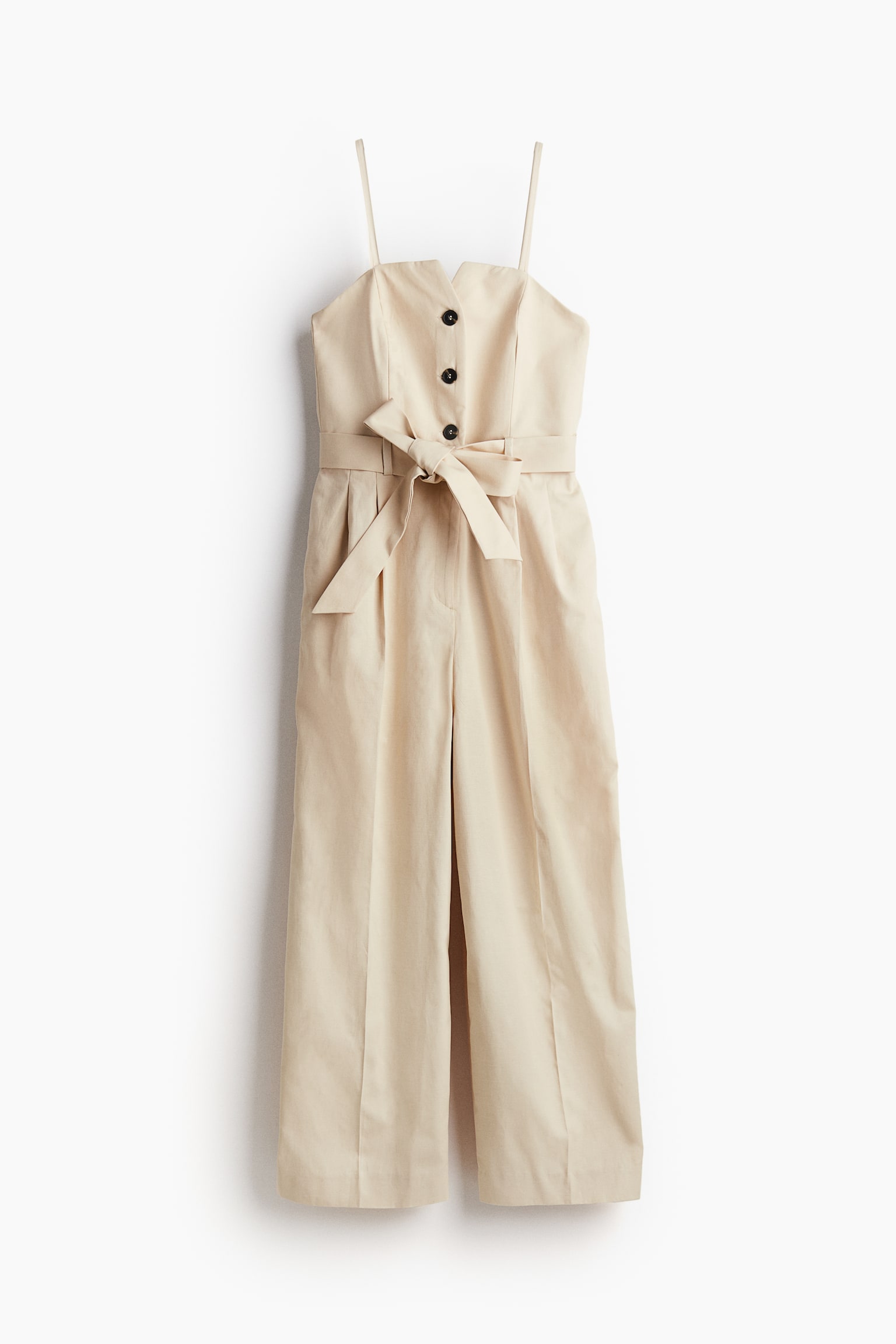 Tie Belt Bandeau Jumpsuit - Light beige - 2