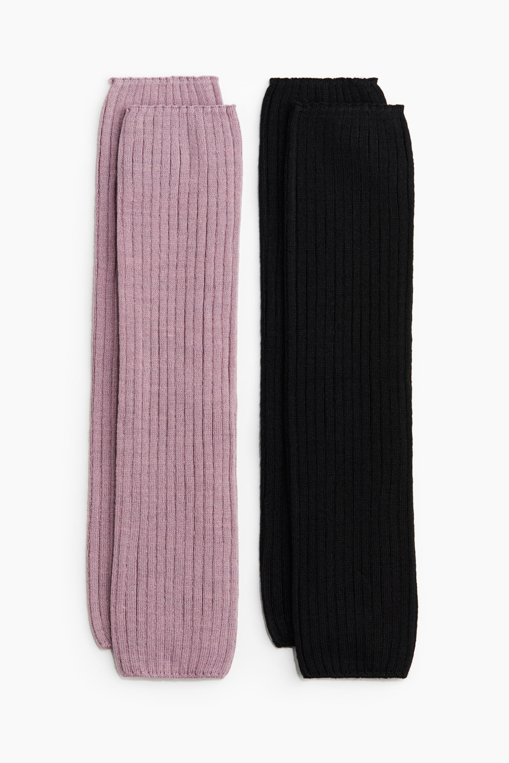 Ampliar la imagen: 2-pack Calentadores en tejido acanalado - Negro/Rosa claro - Kids | H&M MX 1