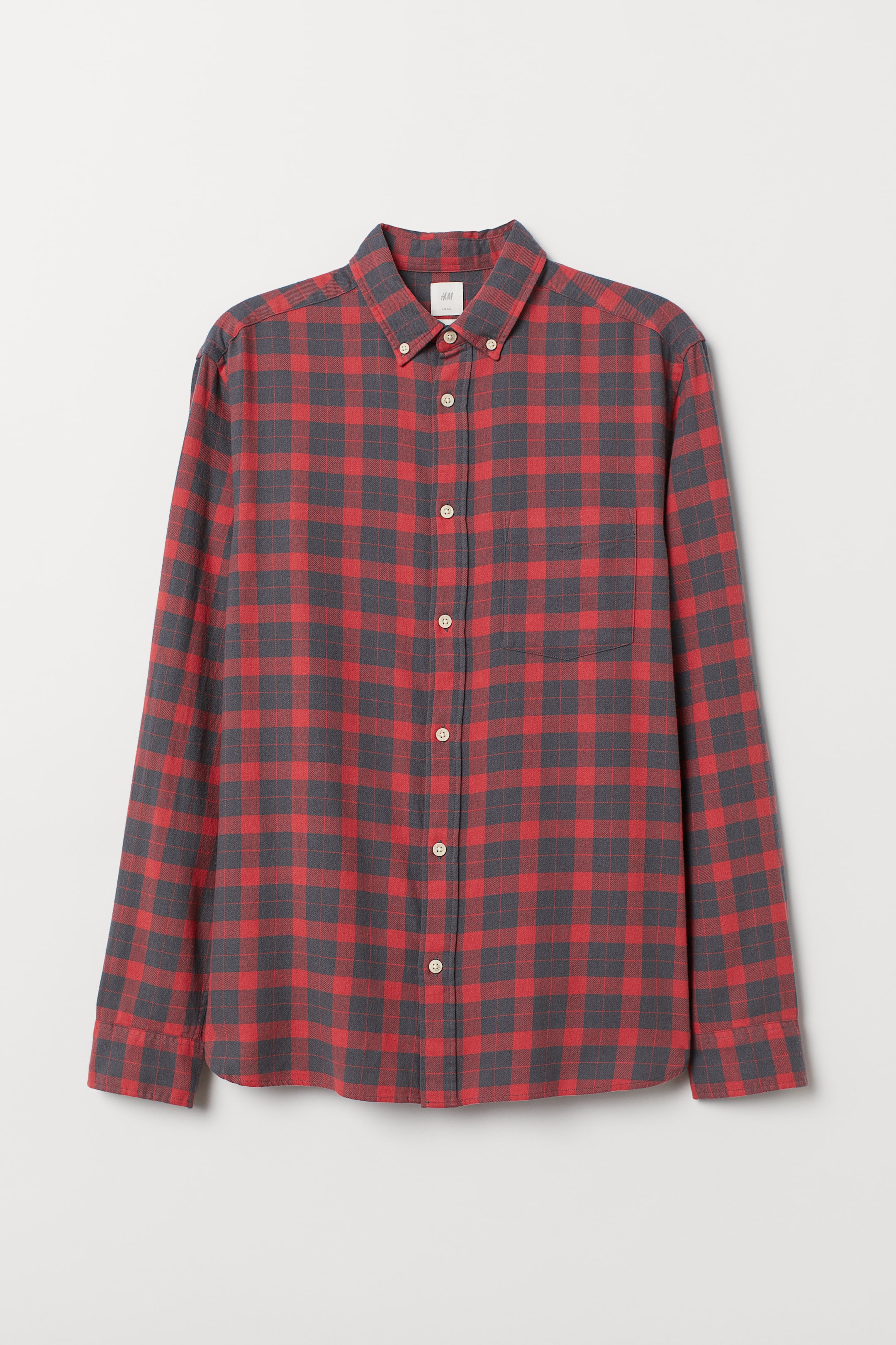 Größeres Bild ansehen: Baumwollhemd Regular Fit - Rot/Grau - Men | H&M DE 1