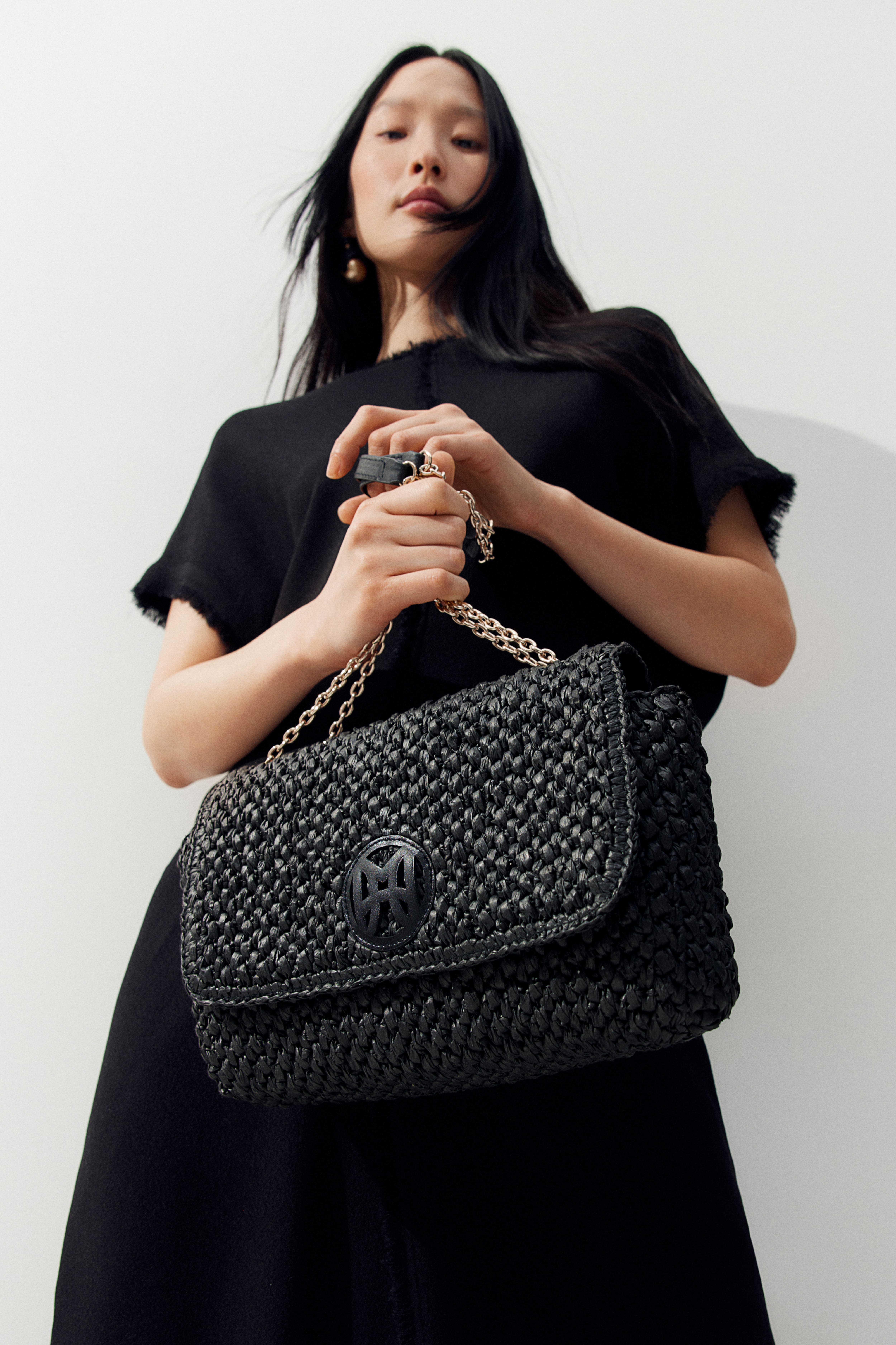 Straw Shoulder Bag - Black - Ladies | H&M US