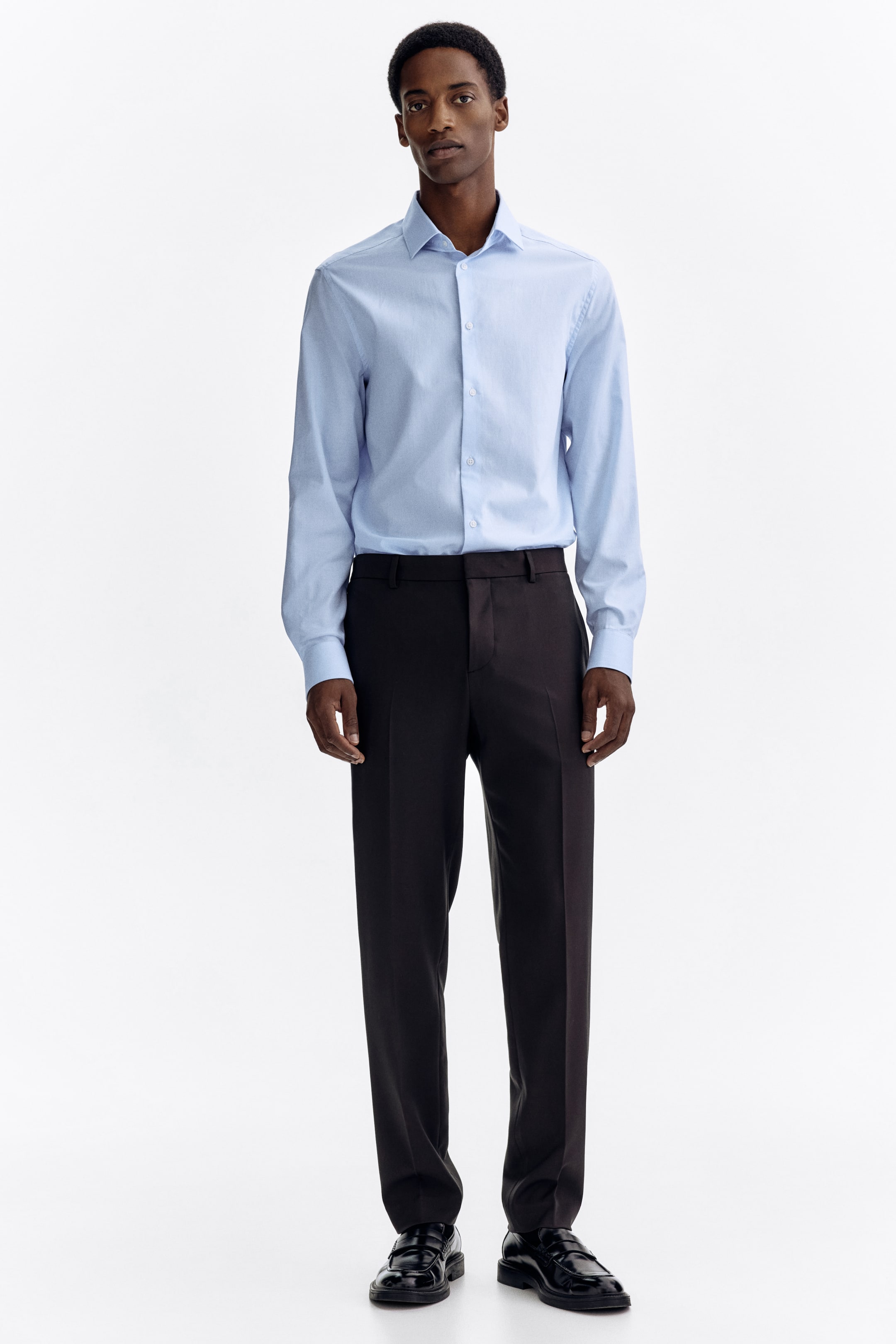 Мужские рубашки H&M Slim-Fit Cotton Shirt — фото 4