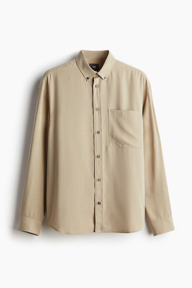 Camisa em lyocell Regular Fit - Bege - 1