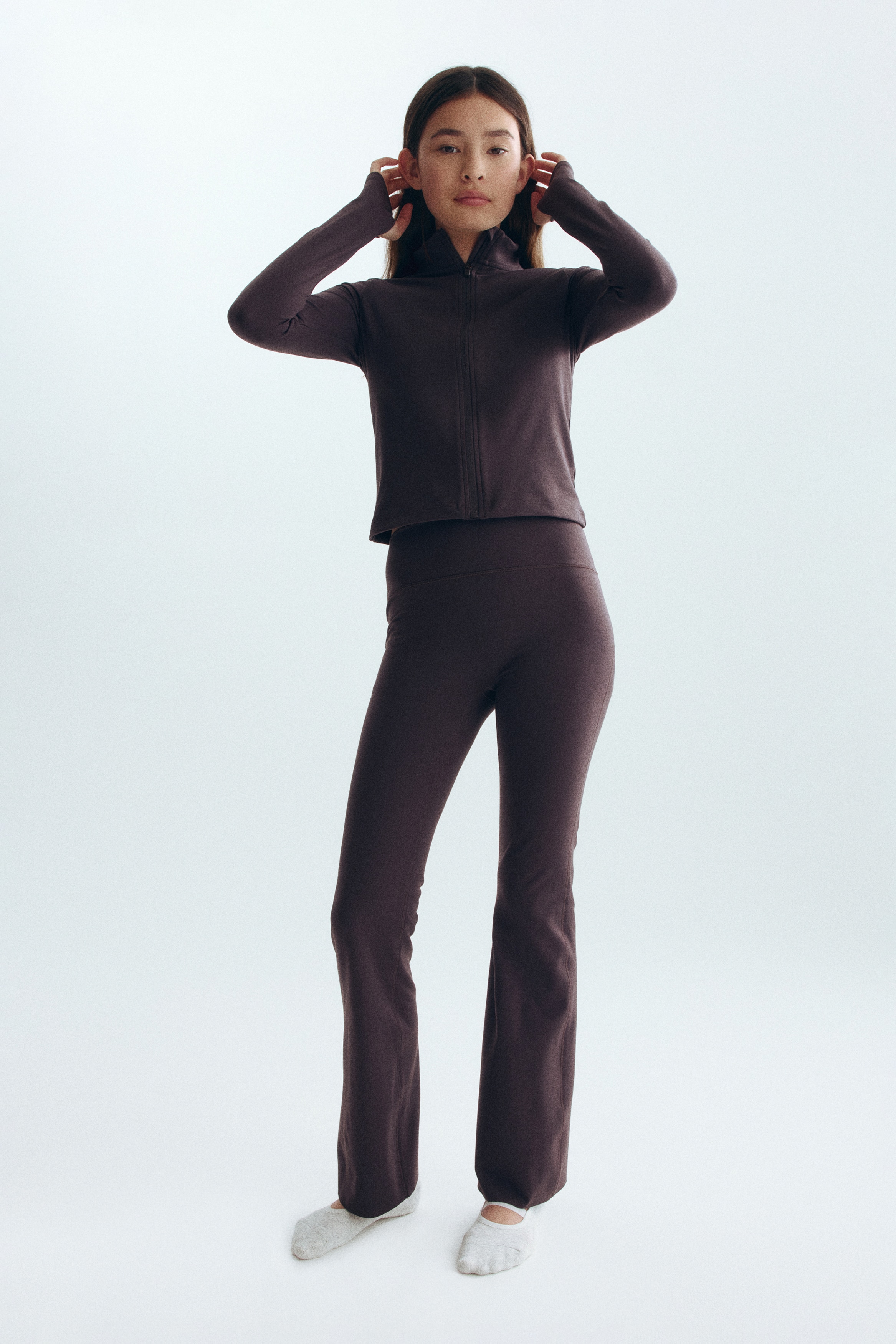 Ausgestellte Sportleggings mit SoftMove™ - Aubergine/Marineblau/Schwarz/Elfenbeinweiss