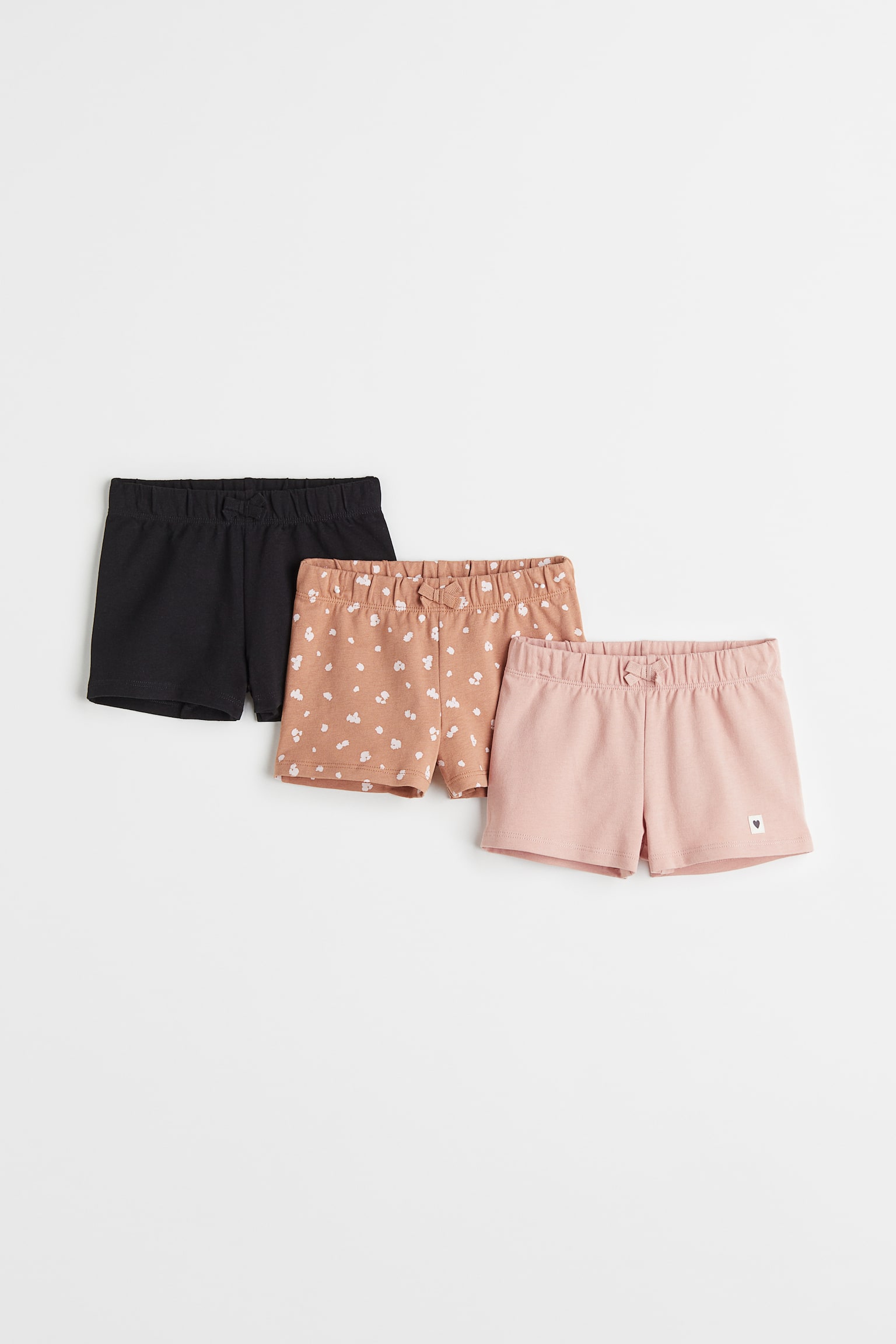 3-pack cotton shorts - Powder pink/Black/Dusty pink/Grey - 1