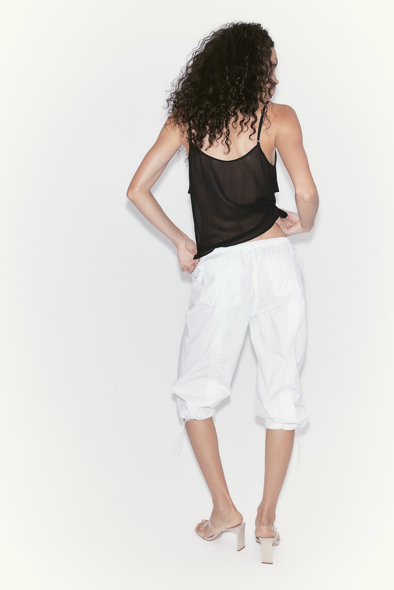 Cargo Capri Pants - White/Greige - 3