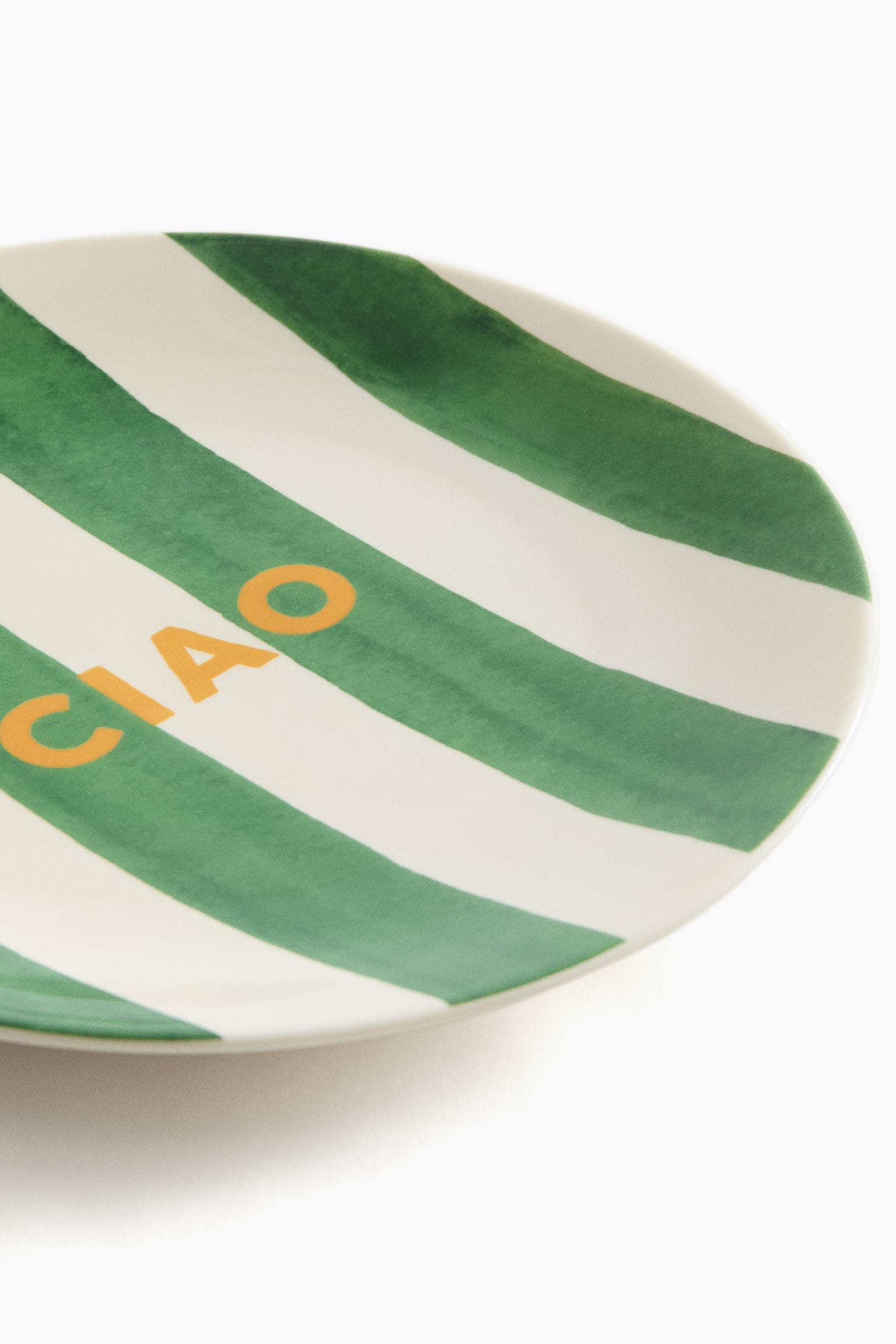Text-motif porcelain medium plate - Green/Ciao/Orange/Ciao/Blue/Ciao/White/Buon Appetito - 2