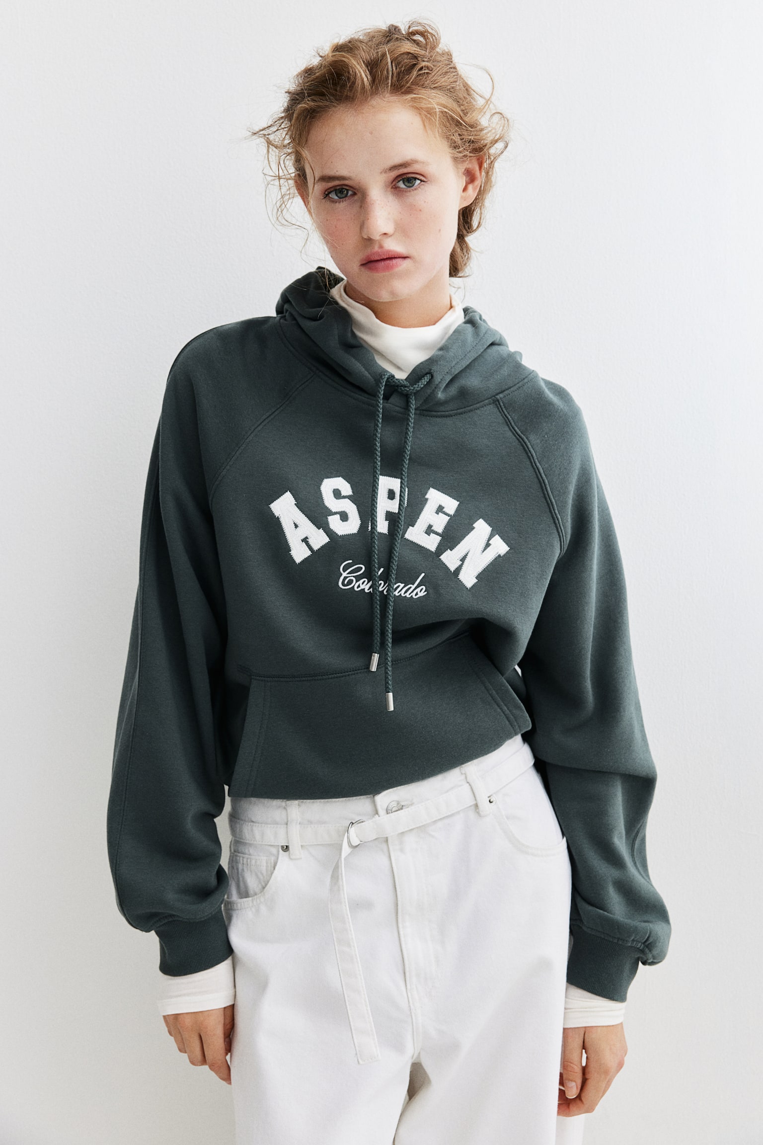 Text-motif hoodie - Dark green/Aspen - 6