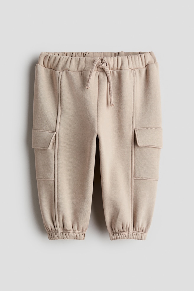 Cargo-Style Sweatpant Joggers - Light beige/Dark gray/Navy blue - 1