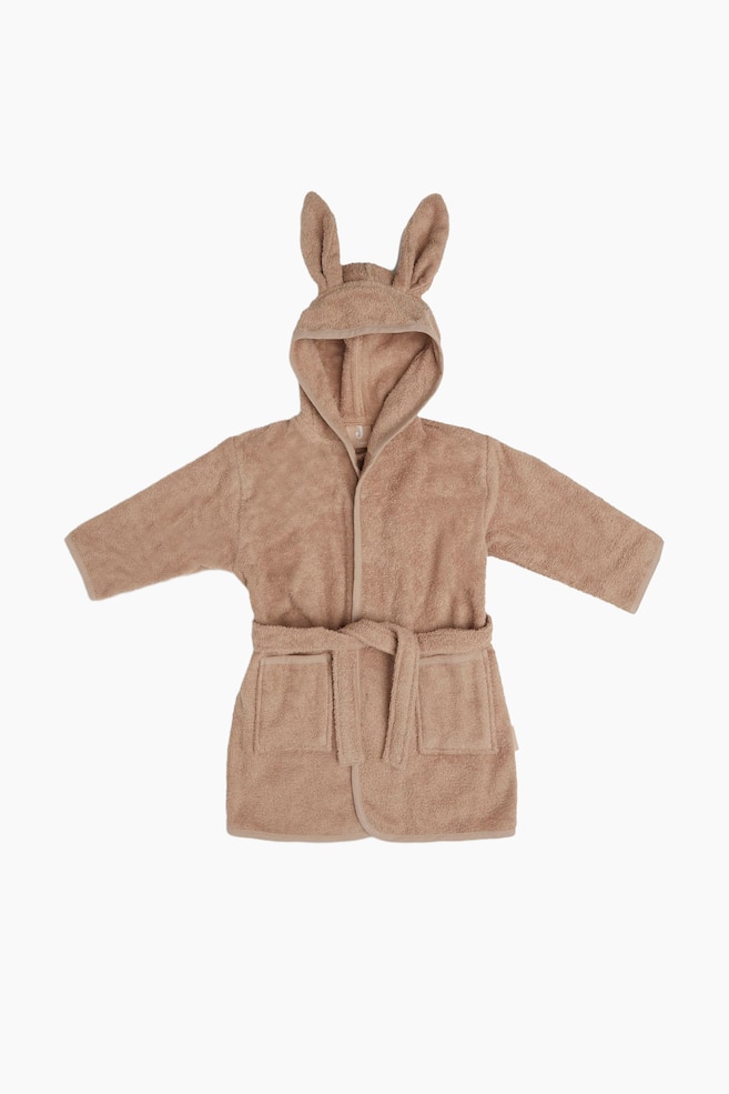 Terry Bathrobe 3-4 Years - Biscuit/Ash Green - 1