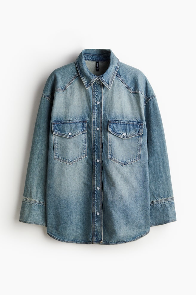 Koszula dżinsowa oversize - Jasnoniebieski denim - 1